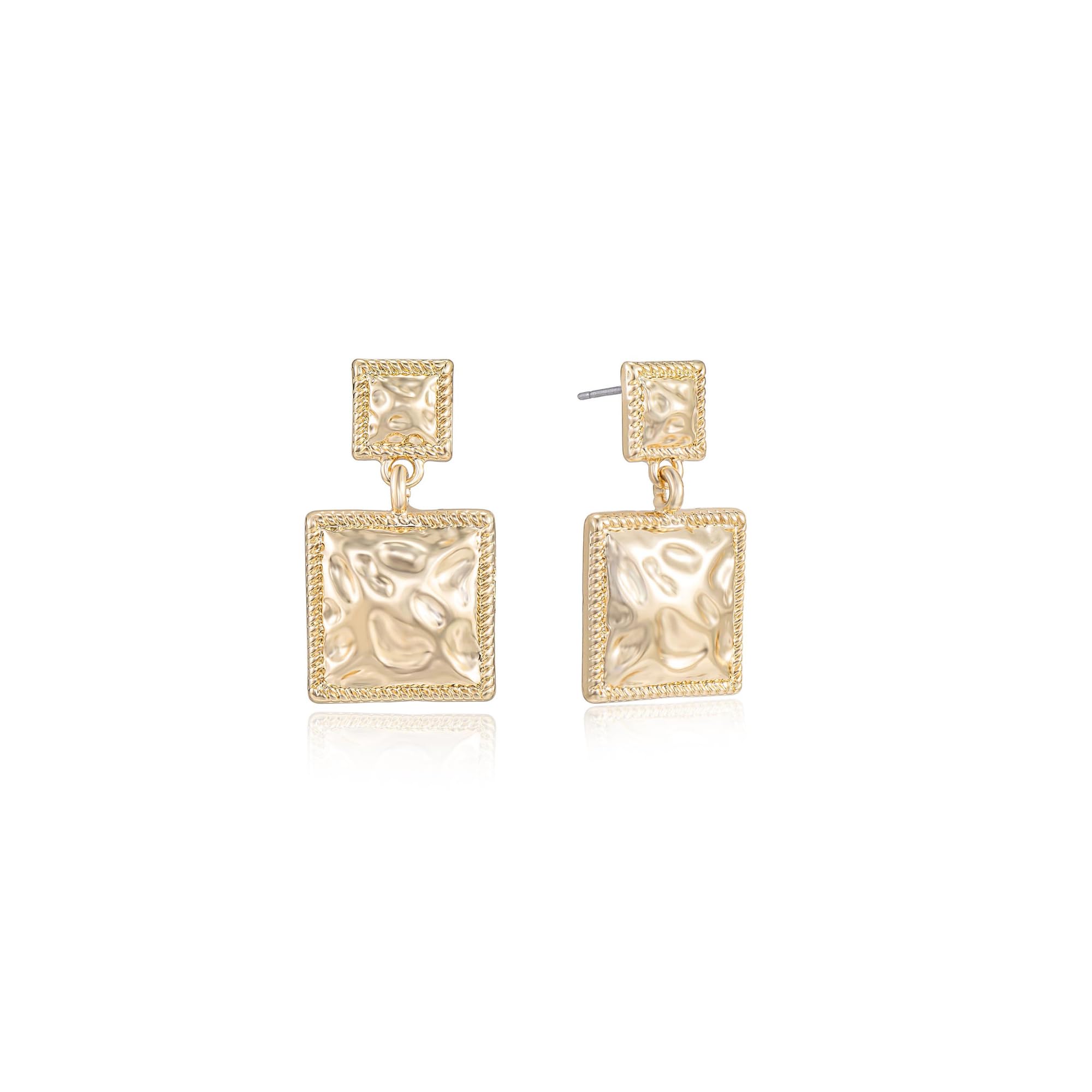 EttikaGold Earrings. Earrings For Women, 18k Gold Plated Textured Repeated Squares Drop Earrings. Jewelry, Birthday Gifts For Women