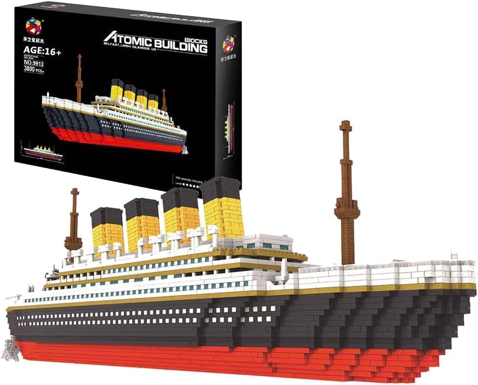 Technic Titanic Model Building Block Set, 3800Pcs Cruise Ship Titanic Boat Model Building Kit Compatible with Lego Creator Expert 10294