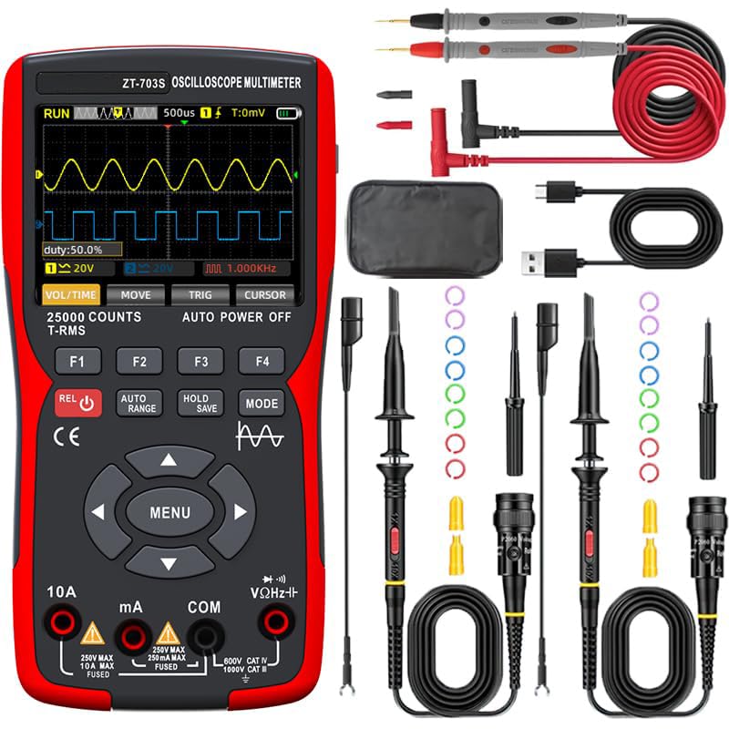 3in1 Digital Multimeter Tester, Multi Tester, Smart Measurement, Auto-Ranging Voltmeter, LCD Display, Tester with Dual-Channel Oscilloscope, Voltage, Current, Resistance, Continuity, Diode