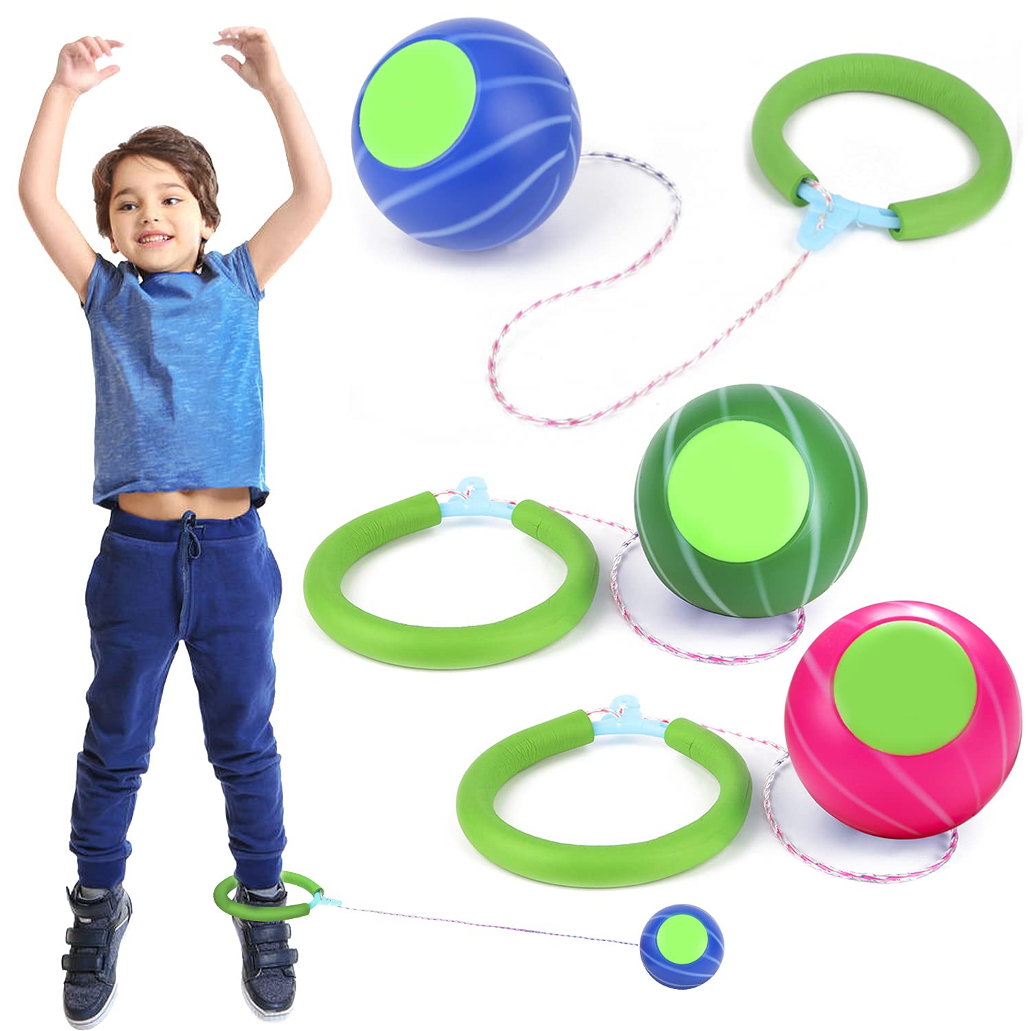 PROLOSO Sports Swing Balls Set Skip It Ankle Toy for Kids Adults, Pack of 3