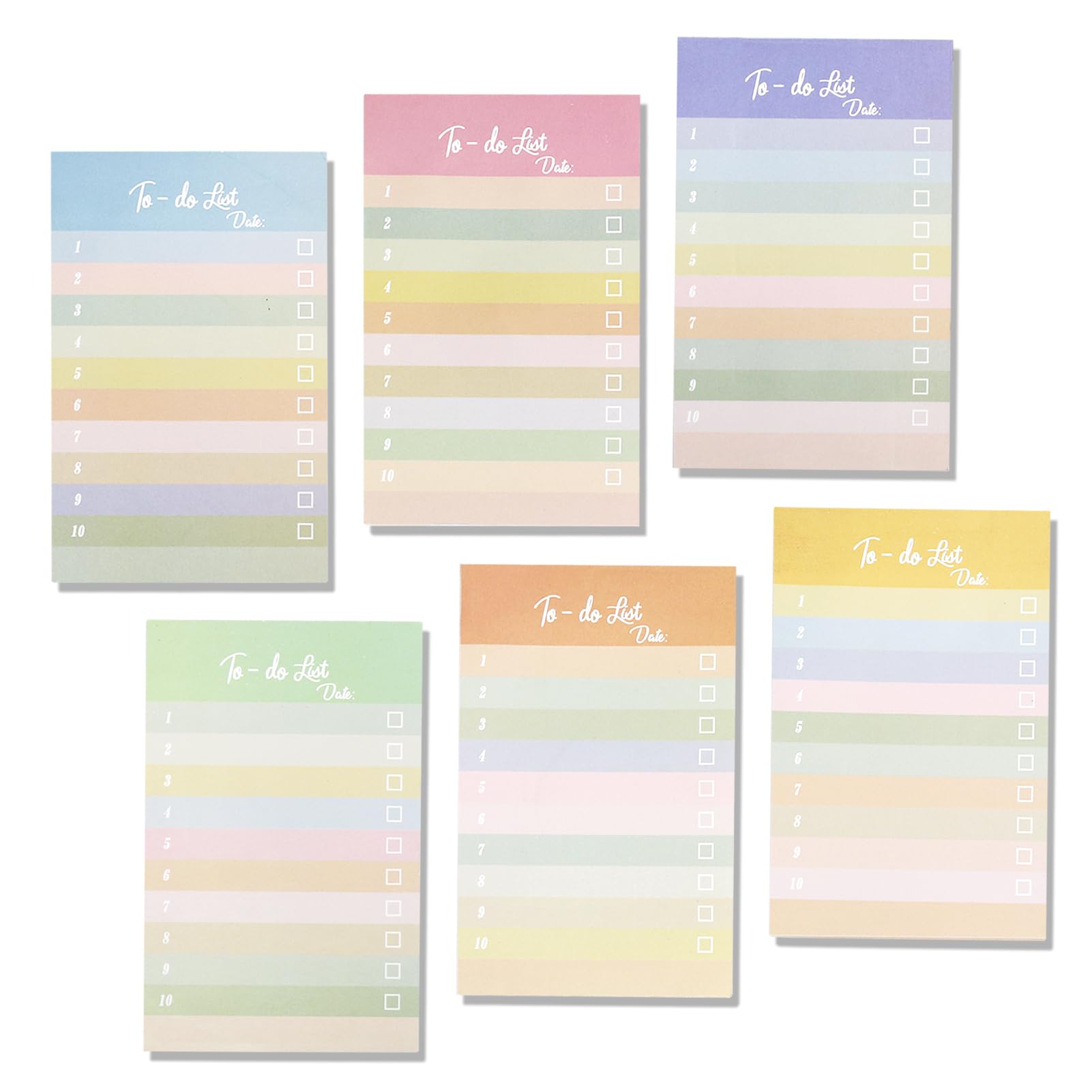 FYYTo Do List, 6 Pack of Sticky Notes, Lined Self-Adhesive Notes, Daily List Notepad for Home, School, Office, 10 x 15 cm, 50 Sheets/Pack