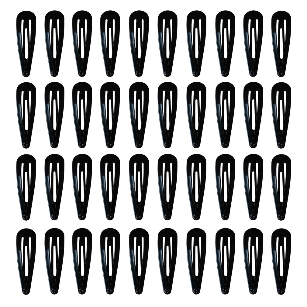 40 Pack Black 2 Inch Barrettes Women Metal Snap Hair Clips Accessories