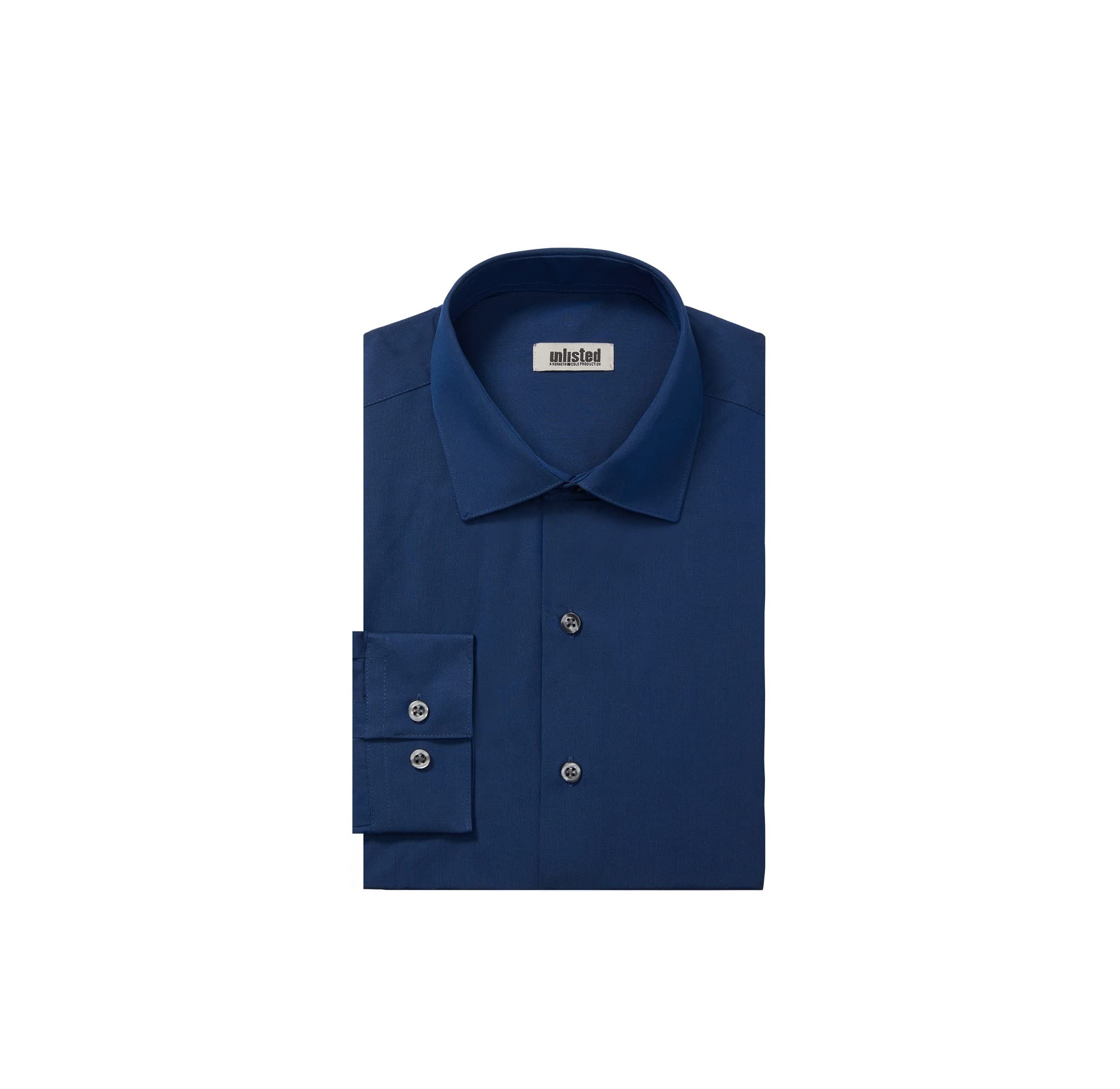 UNLISTEDby Kenneth Cole Mens Regular Fit Solid Shirt, Color: Medium Blue01, Size: 16-16.5 Neck 34-35 Sleeve L