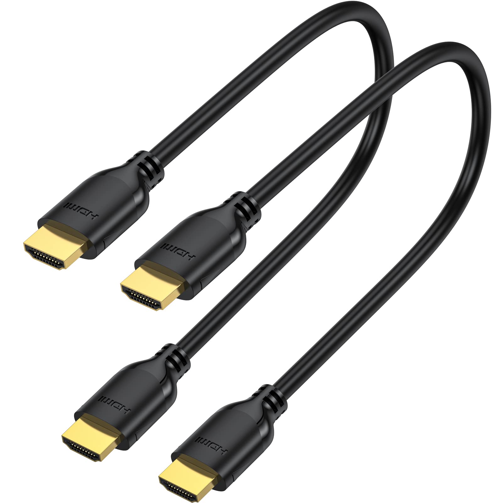 Short HDMI Cable 1 Foot 2-Pack, 4K 1FT HDMI to HDMI Cable High Speed HDMI 2.0 Cord Supports 4K@60Hz, 2K, 1080P, HDCP 2.2, HDR, 3D, ARC & Ethernet