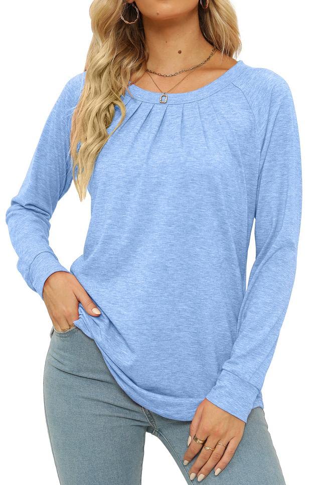 JomeDesignWomens Tops Long Sleeve Crew Neck Shirts Loose Casual Blouse Fall Clothes