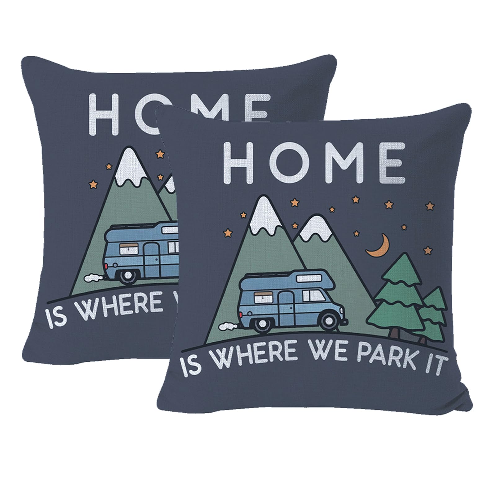 YNRDecor Design Cushion Case Cushion Cover Campervan Home Is Where We Park It Throw Pillow Cover Decorative Pillow Case for Couch Bed Sofa 45x45cm 2PCS