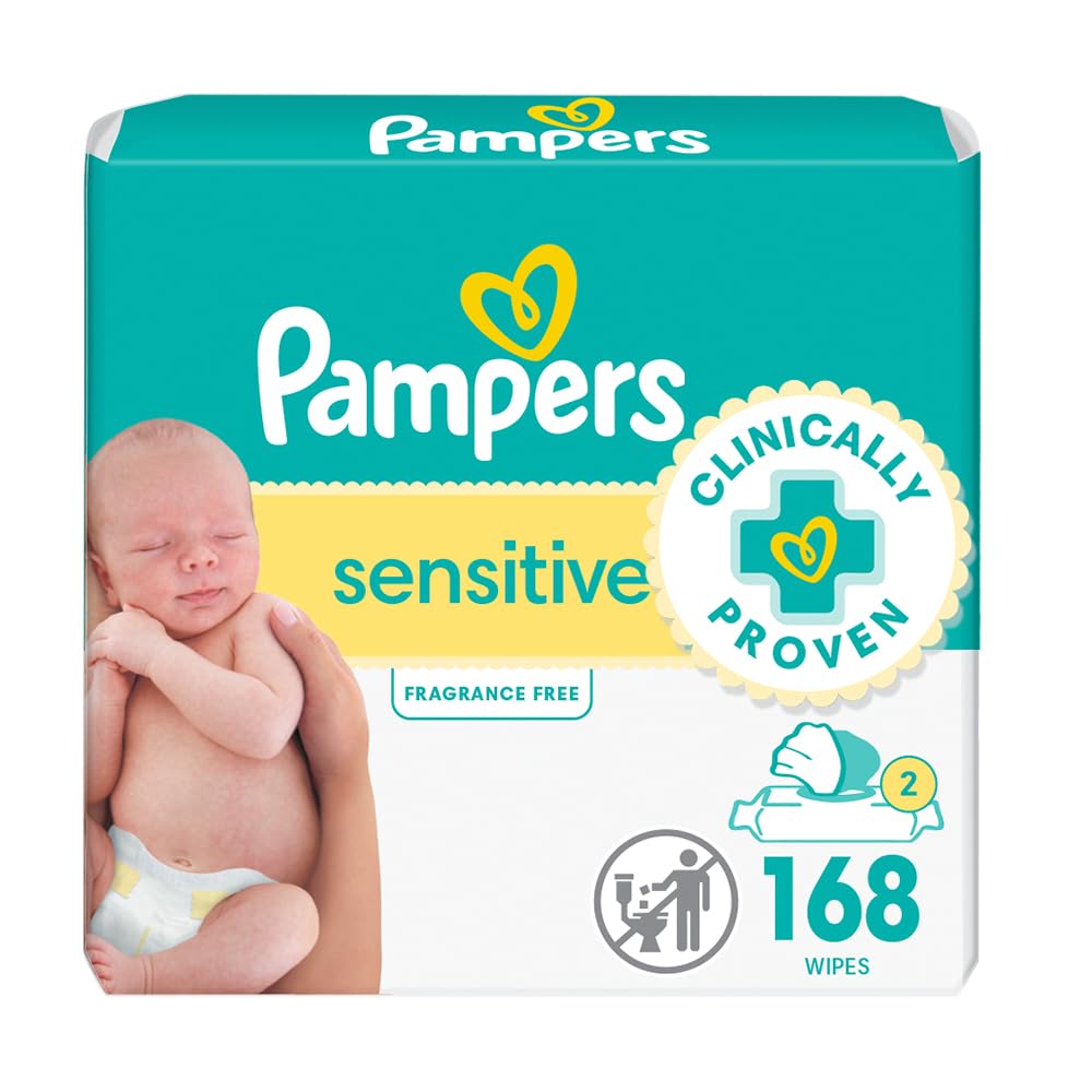 Pampers Sensitive Water Baby Wipes 3X Pop-Top Packs, 168 Count