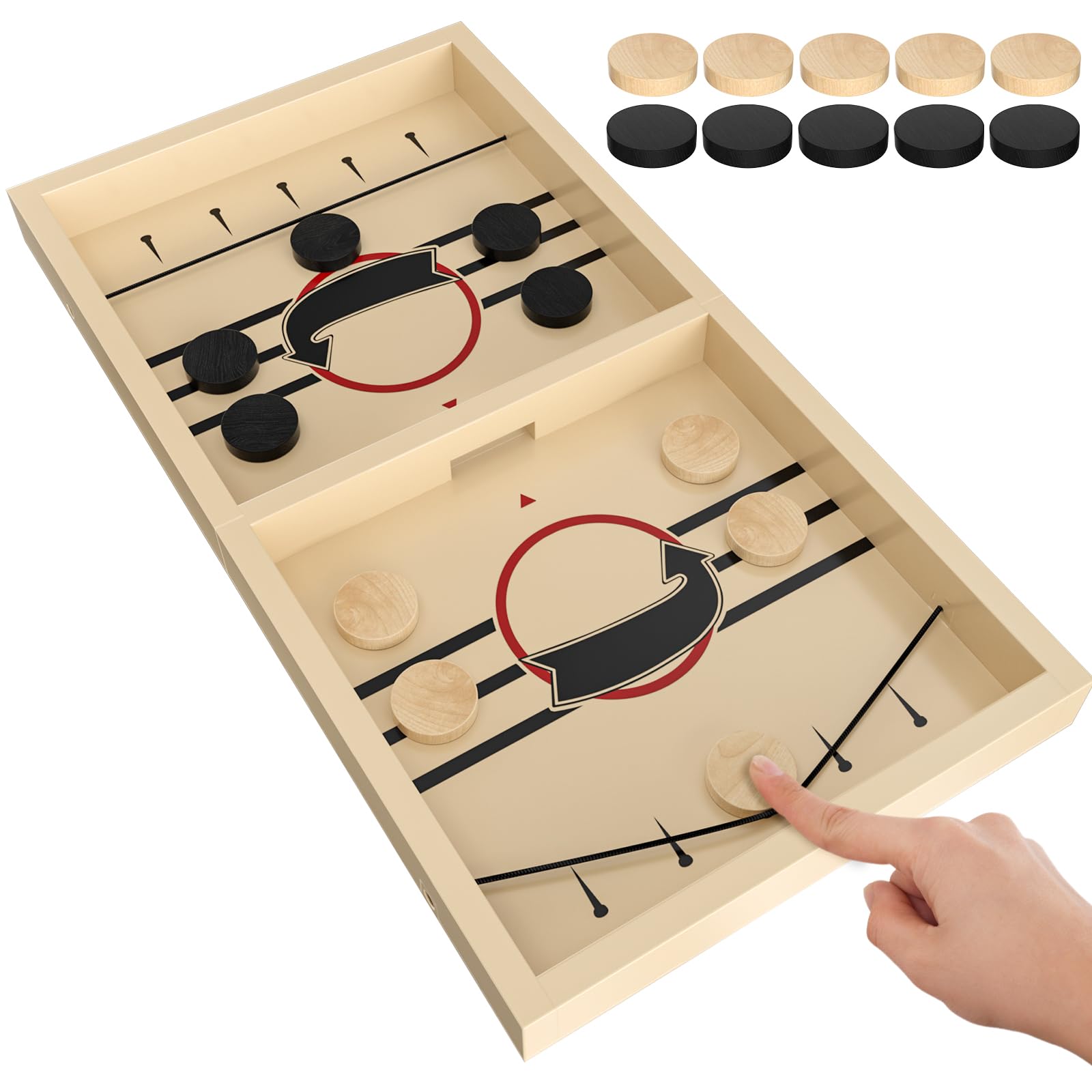 Large Fast Sling Puck Game - Fast Paced Plastic Super Winner Sling Hockey Board Games & Rapid Slingshot Battle Table - Ideal for Family Nights, Parties & Competitive Fun for Adults and Kids