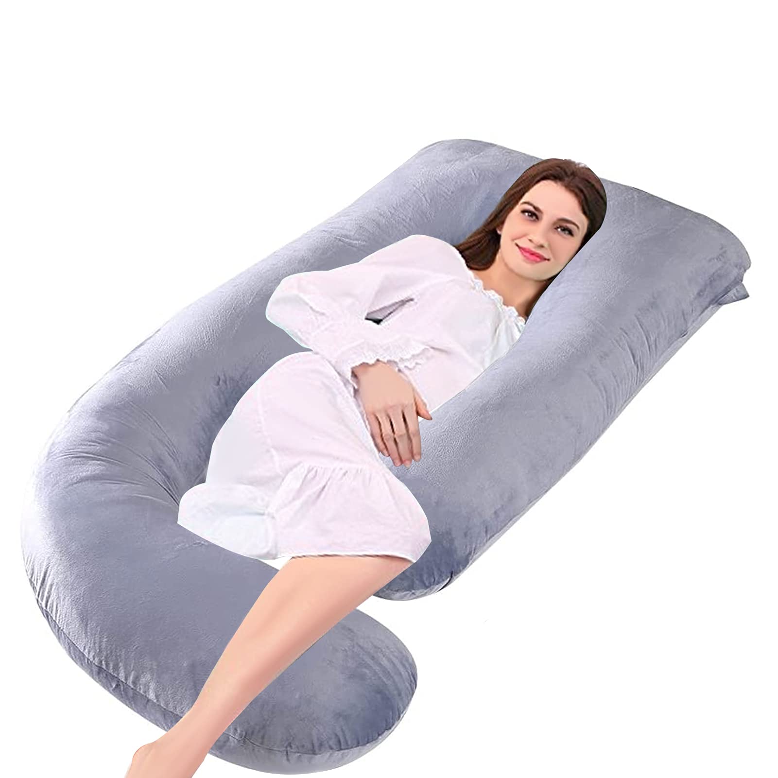 DAYONG Pregnancy Pillows for Sleeping, J Shaped Body Pillow Pregnant Pillows,Pregnancy Must Haves Maternity Pillows,155CM Pregnancy Body Pillow,Support for Back, Hips, Legs, Belly (Velvet Grey)