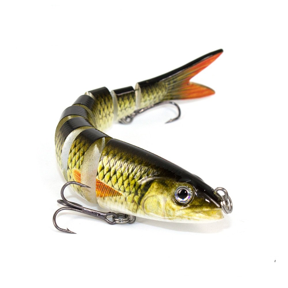 8 Segment Swimbait Lures Fishing Lures Hard Bait Minnow VIB Lure with Treble Hook Life-Like Swimbait Fishing Bait 3D Fishing Eyes Popper Crankbait Vibe Sinking Lure for Bass Trout Walleye