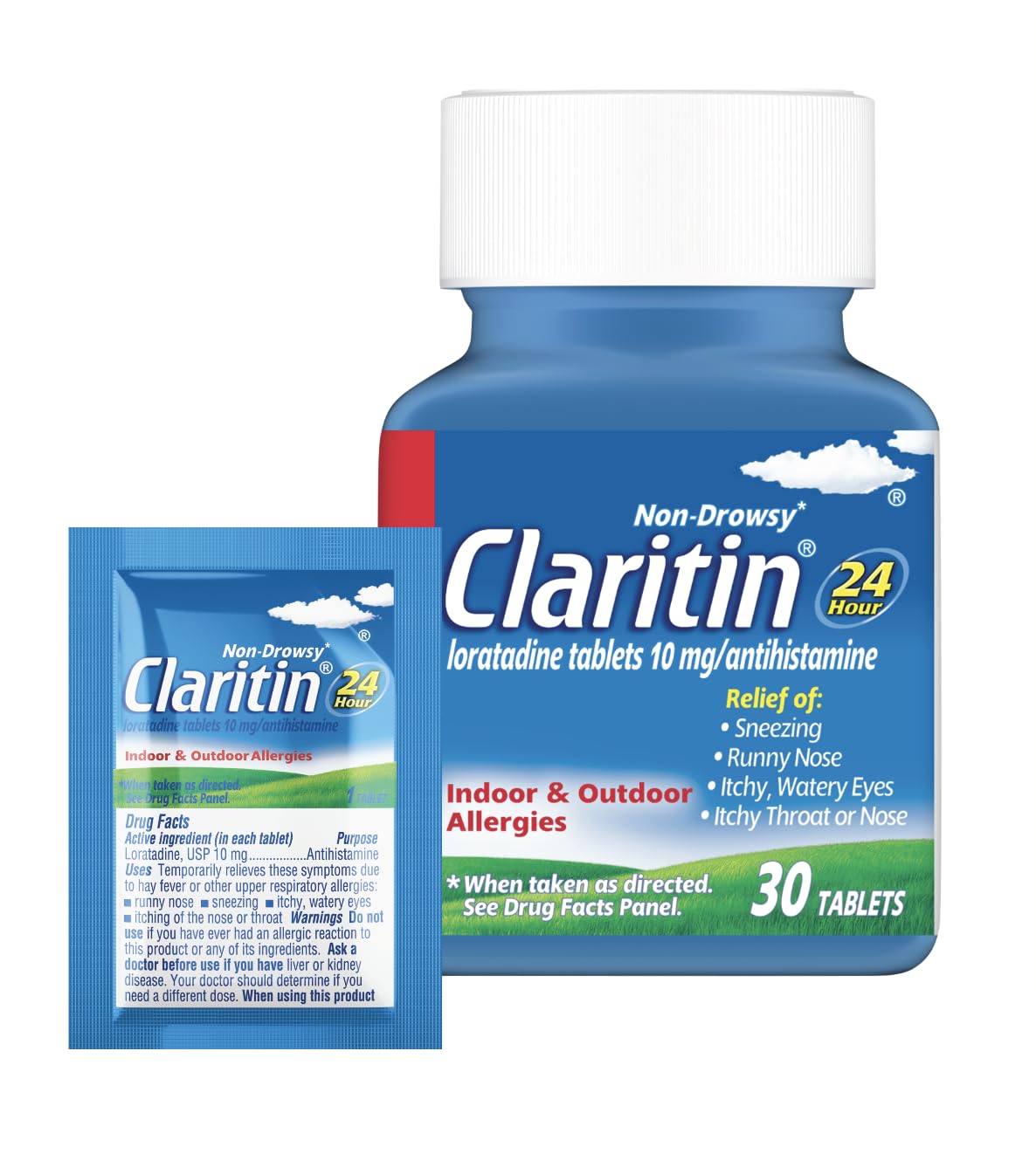 Claritin 24hr Non-Drowsy Allergy Relief, Loratadine Tablets - 30 + 1 Ct for at Home and On-The-Go Relief