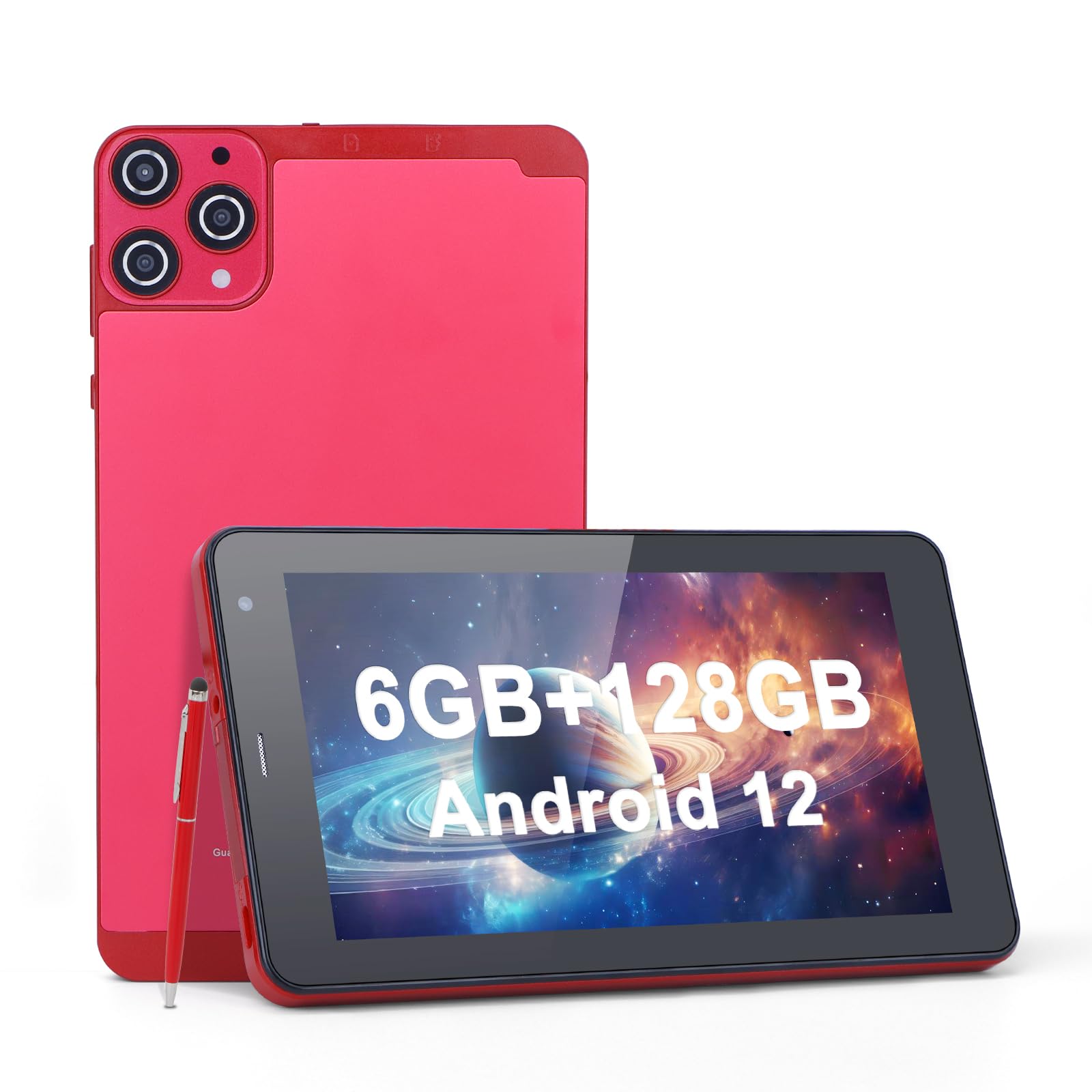 C ideaTablet Android 13,7 Inch Tablet 128GB Storage Tablets 6GB RAM 512GB Expand, 5MP+8MP Dual Camera, WiFi Bluetooth 6000MAH Battery Game tablet,CM515 -Red