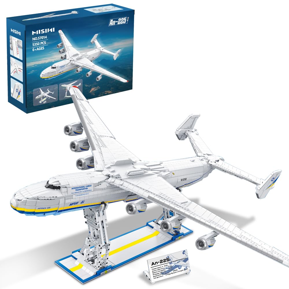 MISINI57014 An-225 Large Transport Aircraft Building Blocks Set, 5350 PCS MOC Airplane Model Building Kits, Military Fan Model Collection Educational Toys Gifts for Kid and Adult