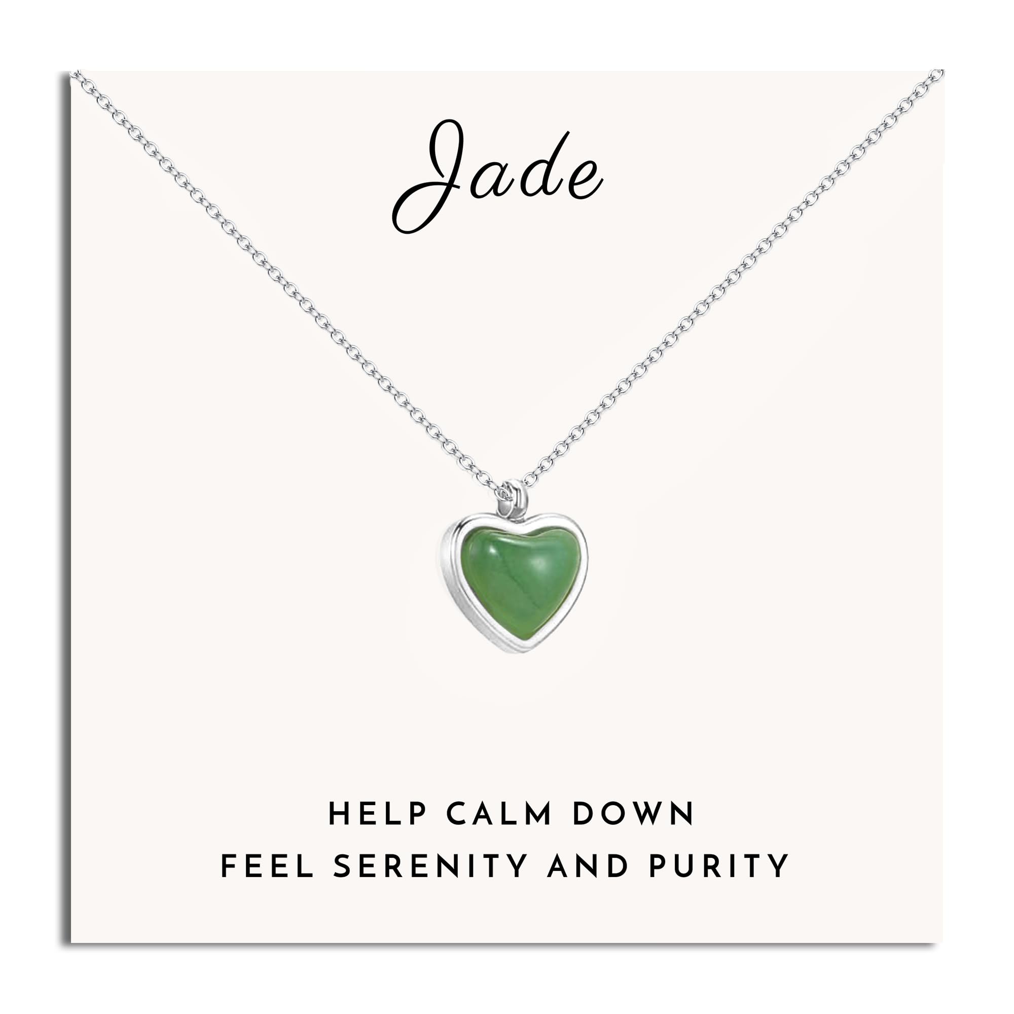 SmileBelle Jade Necklace Heart Necklace for Teens, Green Necklace for Crystal Necklaces Gift Ideas, Small Heart Pendant Necklace Jade Jewelry for Women as Christmas Accessories Birthday Gifts for Her