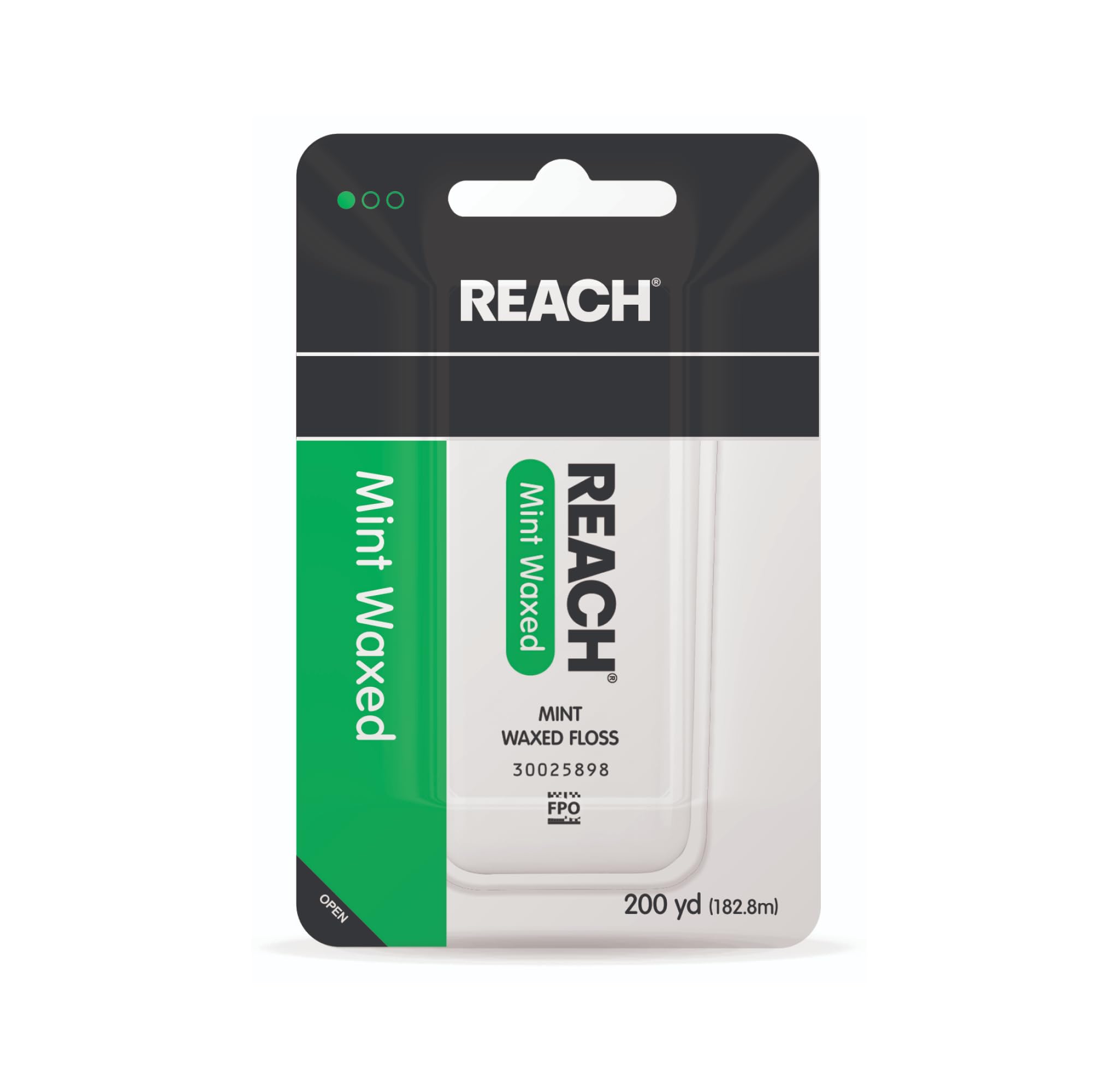 REACH Waxed Dental Floss, 200 yds, Mint, Plaque Remover, Shred Resistant, Extra Wide Cleaning, Gentle on Gums & Teeth, PFAS-Free, Oral Care, for Adults & Kids, 1 Pack