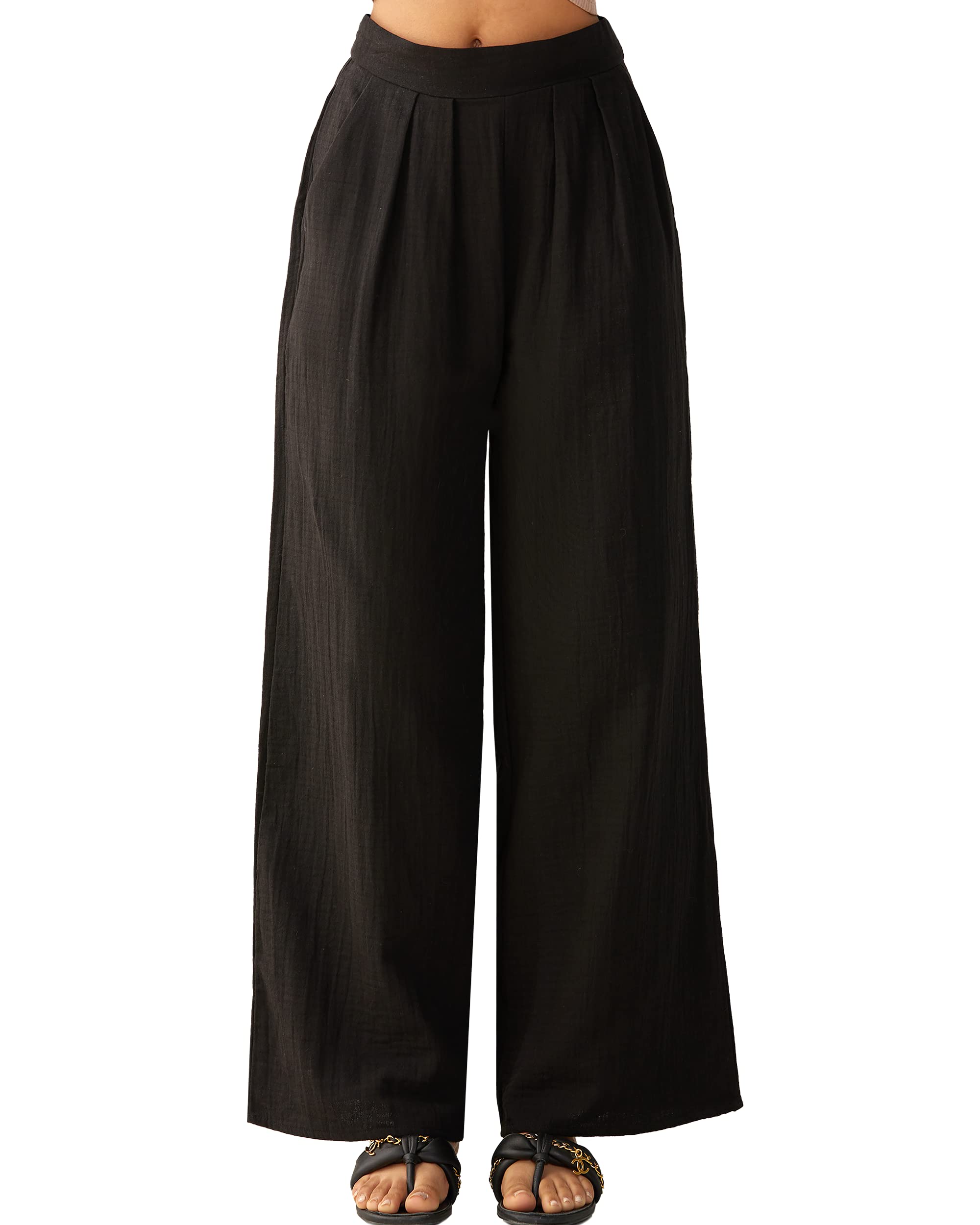 noflikWomen's Comfy High Waisted Wide Leg/Bell Bottom Pants with Elastic Waistband