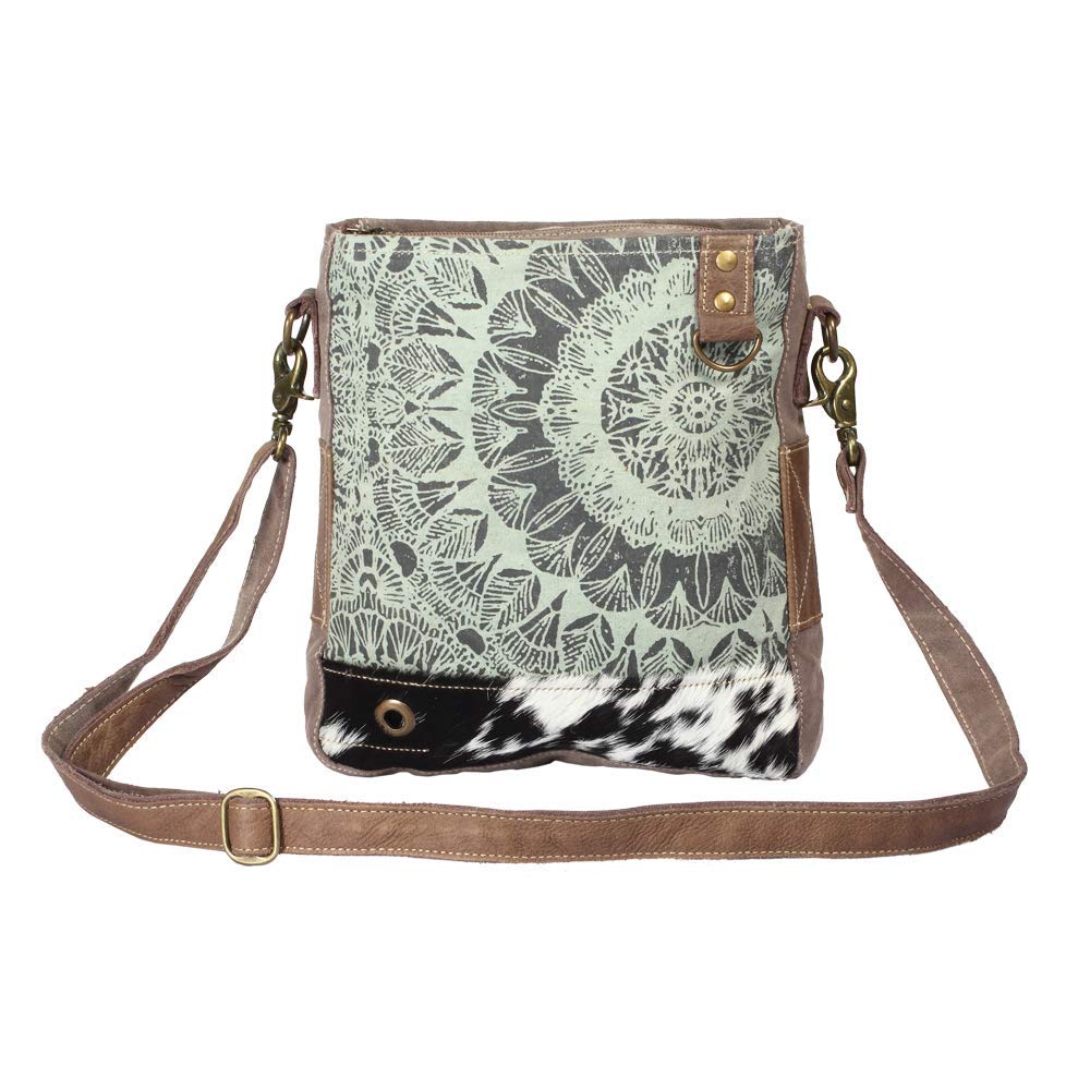 Myra BagMyra womens Bag Verdant Upcycled Canvas & Cowhide Leather Shoulder Bag S-1209, Grey, One Size