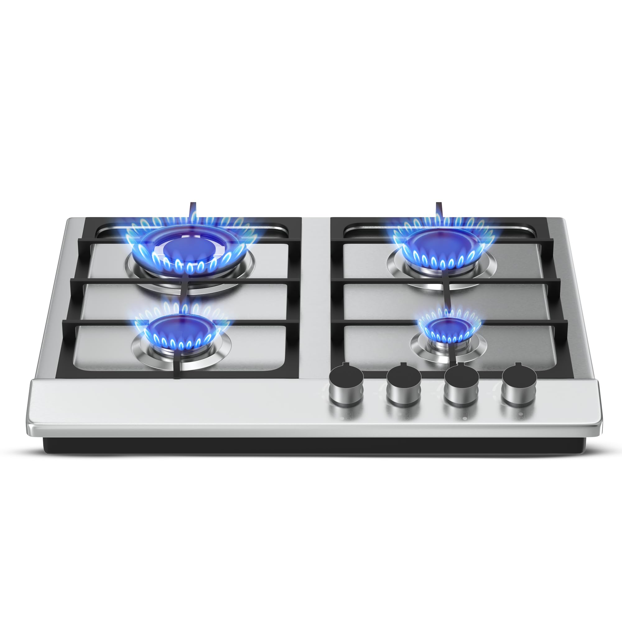 Nikai 4 Burner Gas Hob with Auto Ignition, Cast Iron Support, Full Safety Features, Straight Flame, Stainless Steel Body, Rapid Burner, Semi-Rapid Burner, Auxiliary Burner - NGH3005N