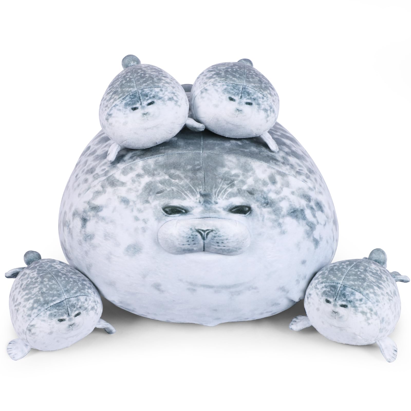 ETAOLINEChubby Blob Seal Pillow Cute Seal Plush Toy Stuffed Animals with 4 Baby Seal Plush