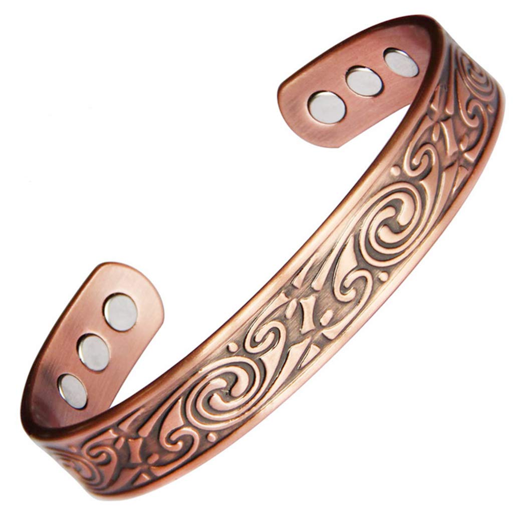 Red copper magnetic cuff bracelet for men and women wintop Copper bangle