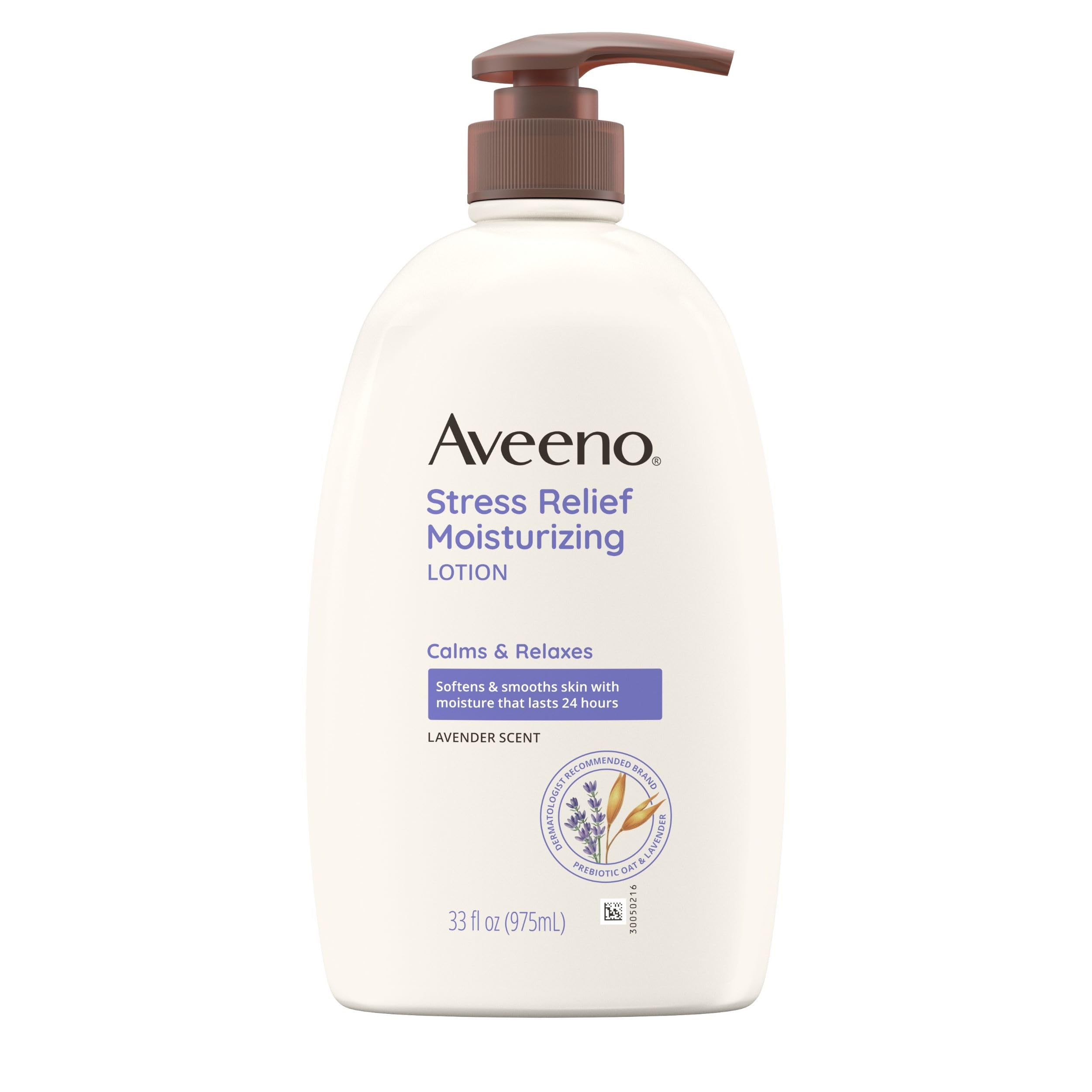 Aveeno Stress Relief Moisturizing Body Lotion with Lavender Scent, to help you feel Calm and Relaxed, Hydrating Body Lotion for Dry Skin, 33 FL OZ