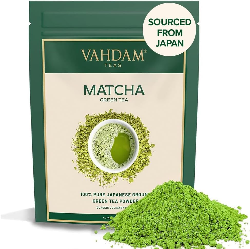 VAHDAMMatcha Green Tea Powder (3.53oz) Authentic Japanese First Harvest Ceremonial Grade from Shizuoka, Japan | Resealable Ziplock Pouch