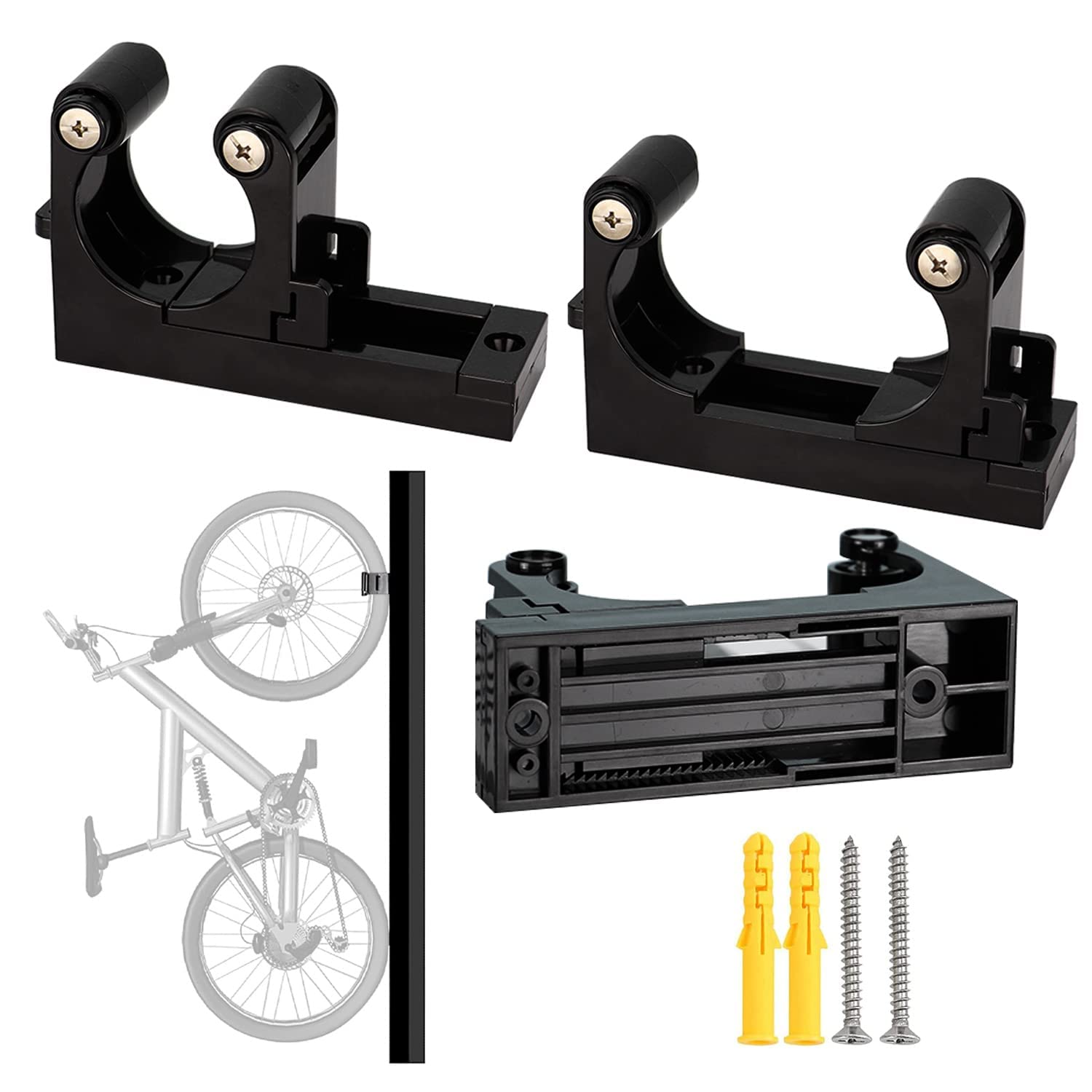 MAKINGTEC 2 Pcs Bike Wall Mount Storage for home, Adjustable Bicycle Clip Hook for Home, Basement or Garages, Wall Race Save Space and Easy to Hold Exhibition, Cycling Hanger