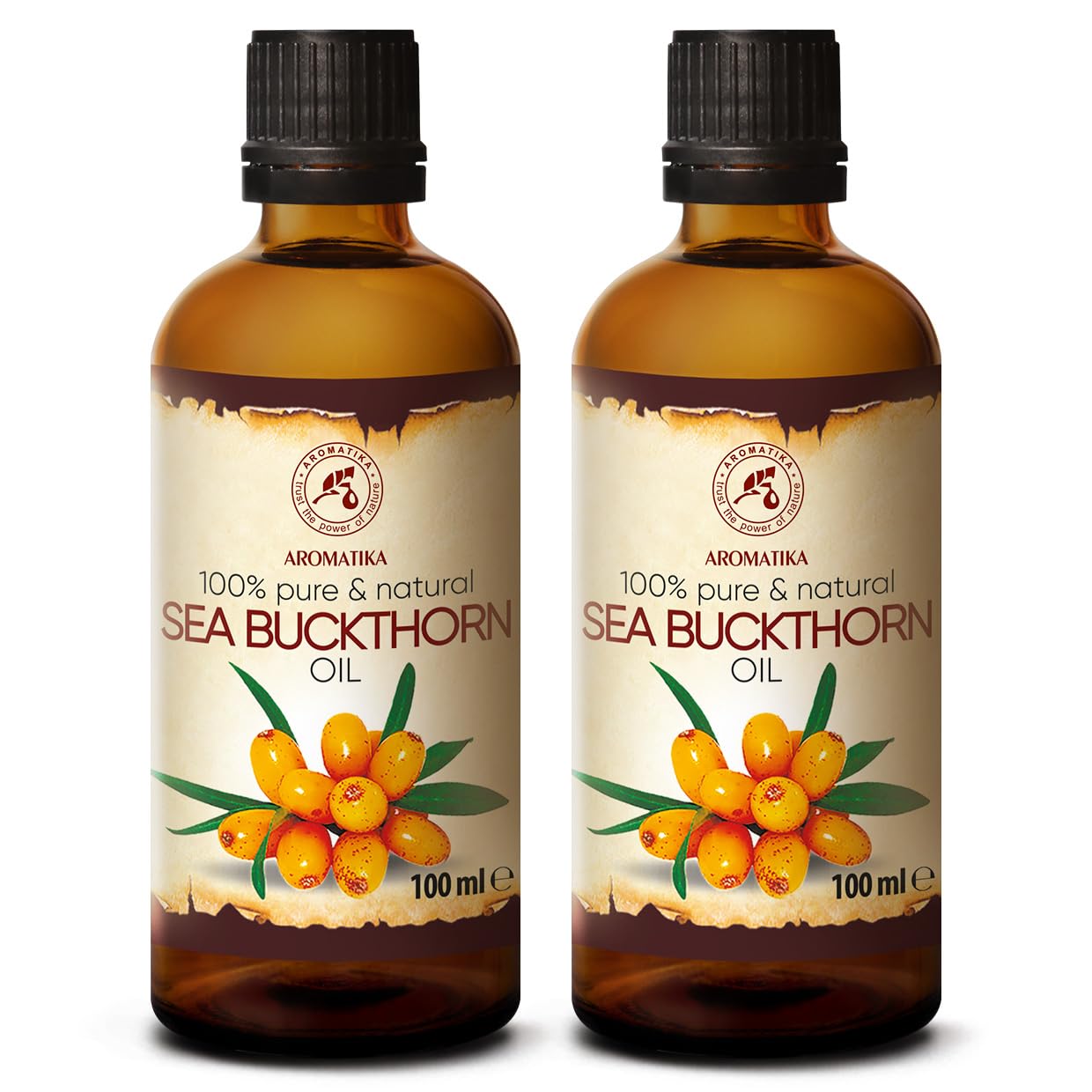 Sea Buckthorn Fruit Oil 200ml - Cold Pressed - Unrefined - 100% Pure & Natural - Hippophae Rhamnoides Oil - Best for Hair - Body - Face - Beauty - Relaxation - Massage