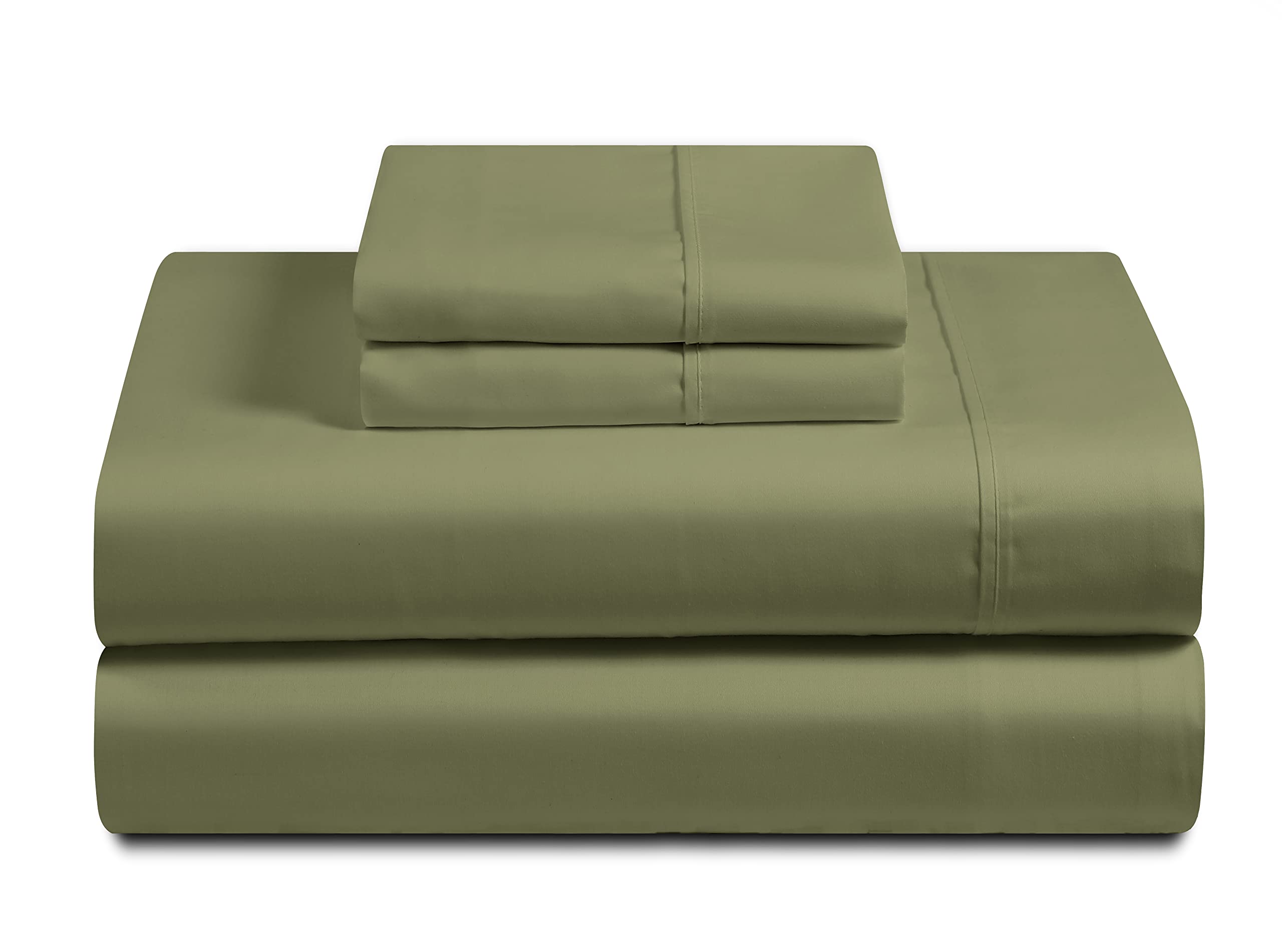 snowhomes Flex Top Split Head Queen Sheets for Adjustable Bed-800 TC-100% Cotton 4-Pcs Set Top Split Sheets for Sleep Number Bed Olive, Split Down 34''Inch from The Top, Fits Upto 12'' Deep Pockets