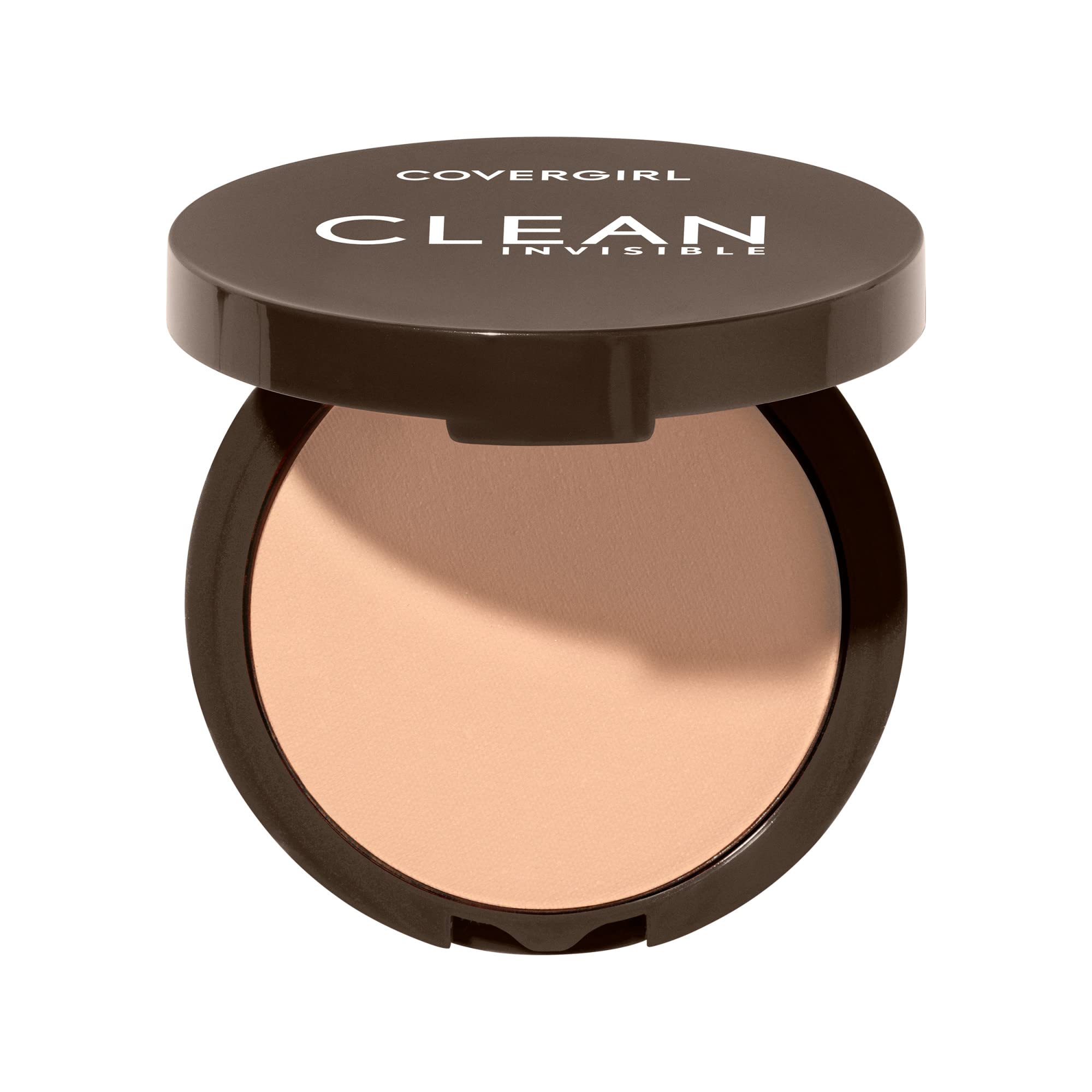 COVERGIRLClean Invisible Pressed Powder, Lightweight, Breathable, Vegan Formula, Buff Beige 125, 0.38oz