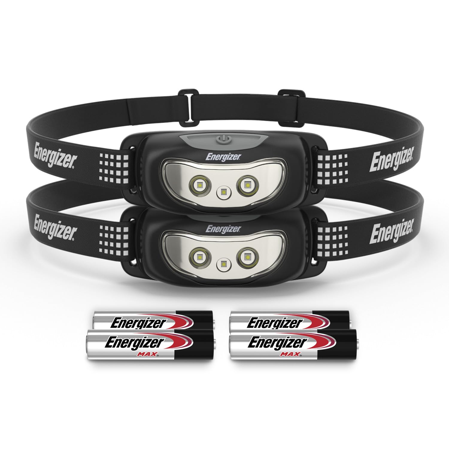 Energizer Universal+ LED Headlamp, Lightweight Bright Headlamp for Outdoors, Camping and Emergency Light for Adults and Kids, Includes Batteries, Pack of 2