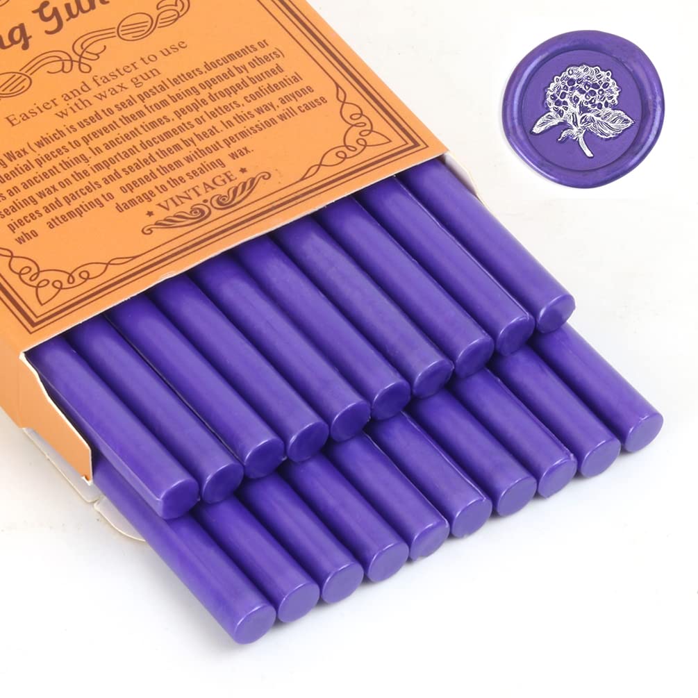 Wax Sealing Sticks, HOSAIL 20pcs Purple Glue Gun Wax Seal Sticks Beads Rods for Wax Sealing Stamp Wedding Invitations, Letter Envelopes (Purple)