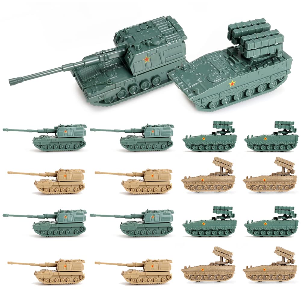 ViiKONDO Toy Tank Model Kit Military Vehicle 1/144 Scale Modern Chinese PLZ-05 Self-propelled Howitzer vs HJ-10 Anti-Tank Missile Plastic Assembly Army Men Wargame Gift (16 pcs)