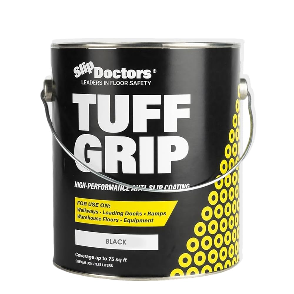 Tuff Grip Anti-Slip Paint for Ramps, Floors, Decks & Stairs – Durable Non-Skid Coating for Enhanced Traction (Black)