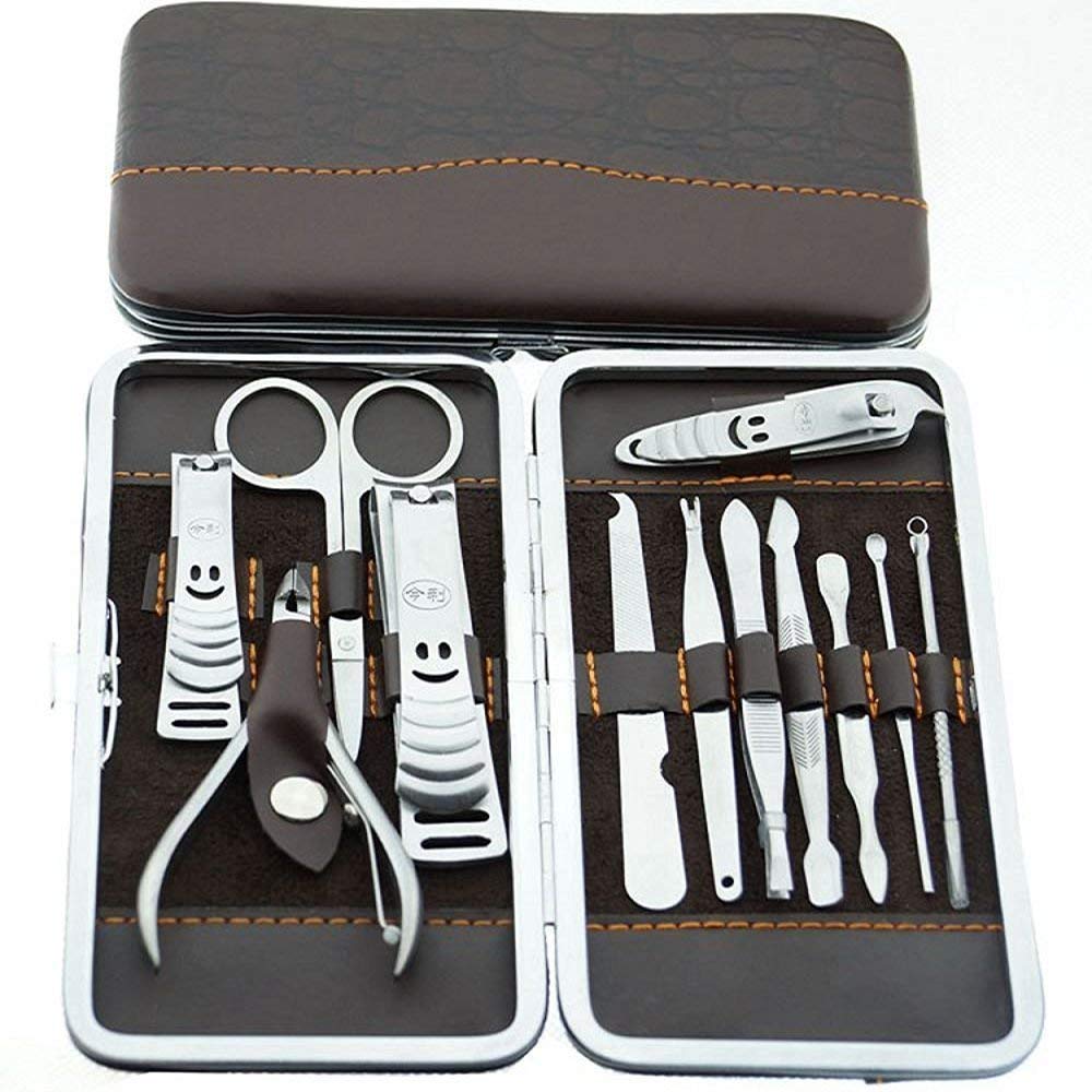 MALAYAS Finger Toe Nail Cutter Stainless Steel 12 pcs Personal Manicure Nail Scissors Set Nail Clipper Earpick Grooming Pedicure Kits Men/Women Nail Trimmer