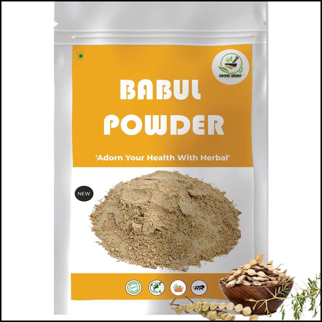 DIVINE HERBS Babool Powder For Joint Pain,Remove Weakness And Toothache etc. - 100 GM