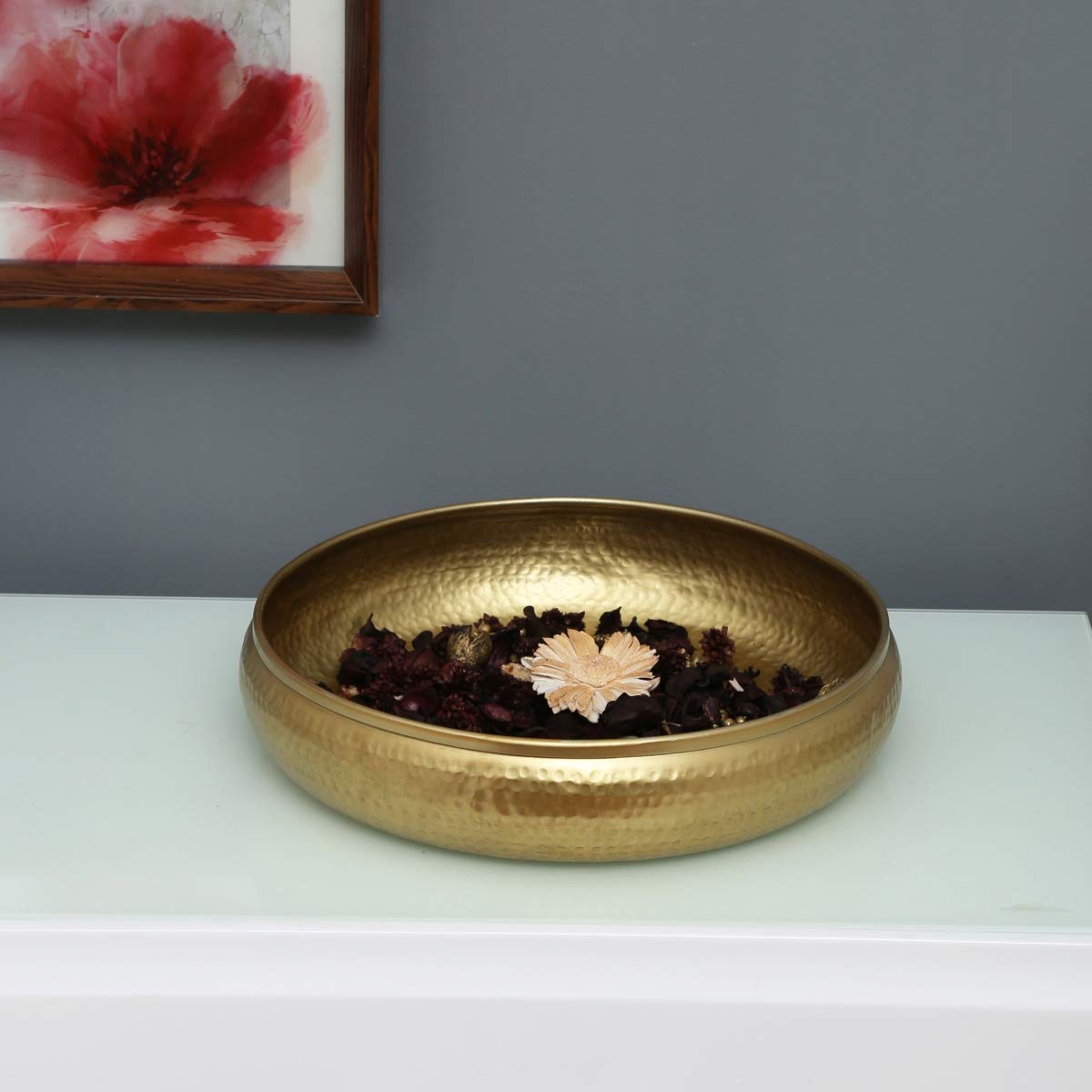 Home Centre Metal Solid Bowl, 1 Potpourri Bowl- 1 Piece, Gold