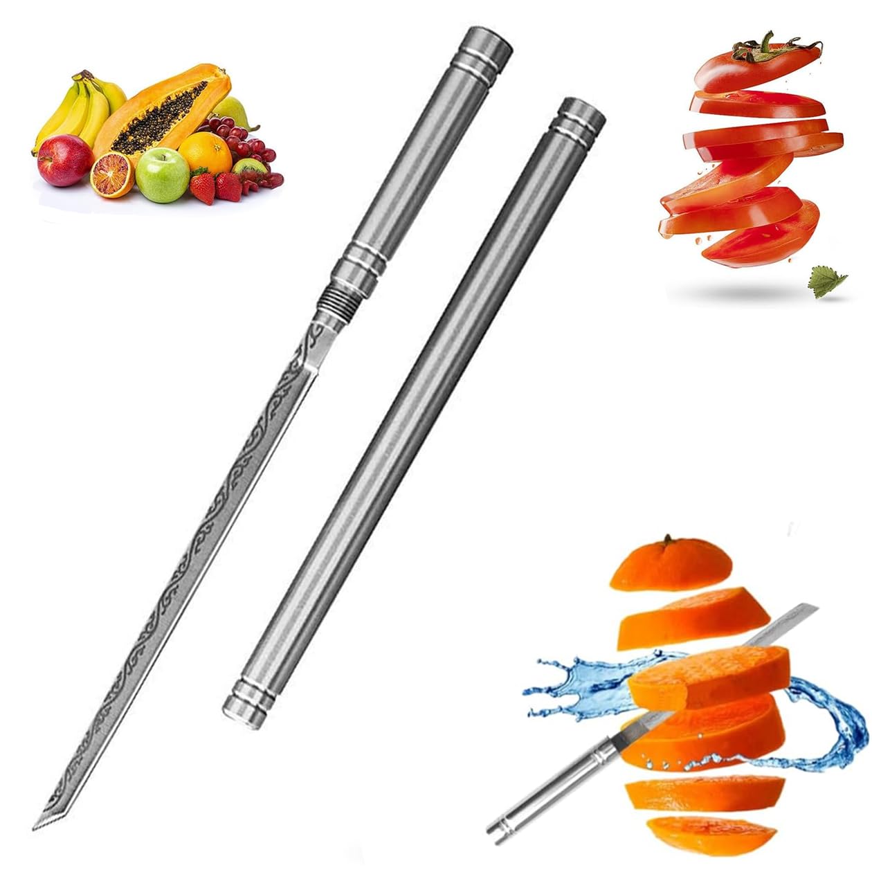 Bagalqio Multipurpose Fruit Knife with Sheath,Portable Fruit Knife,Sharp and Durable Small Knife,Mini Stainless Steel Stick Knife,for Camping, Picnic, Outdoor and Jungle Exploration