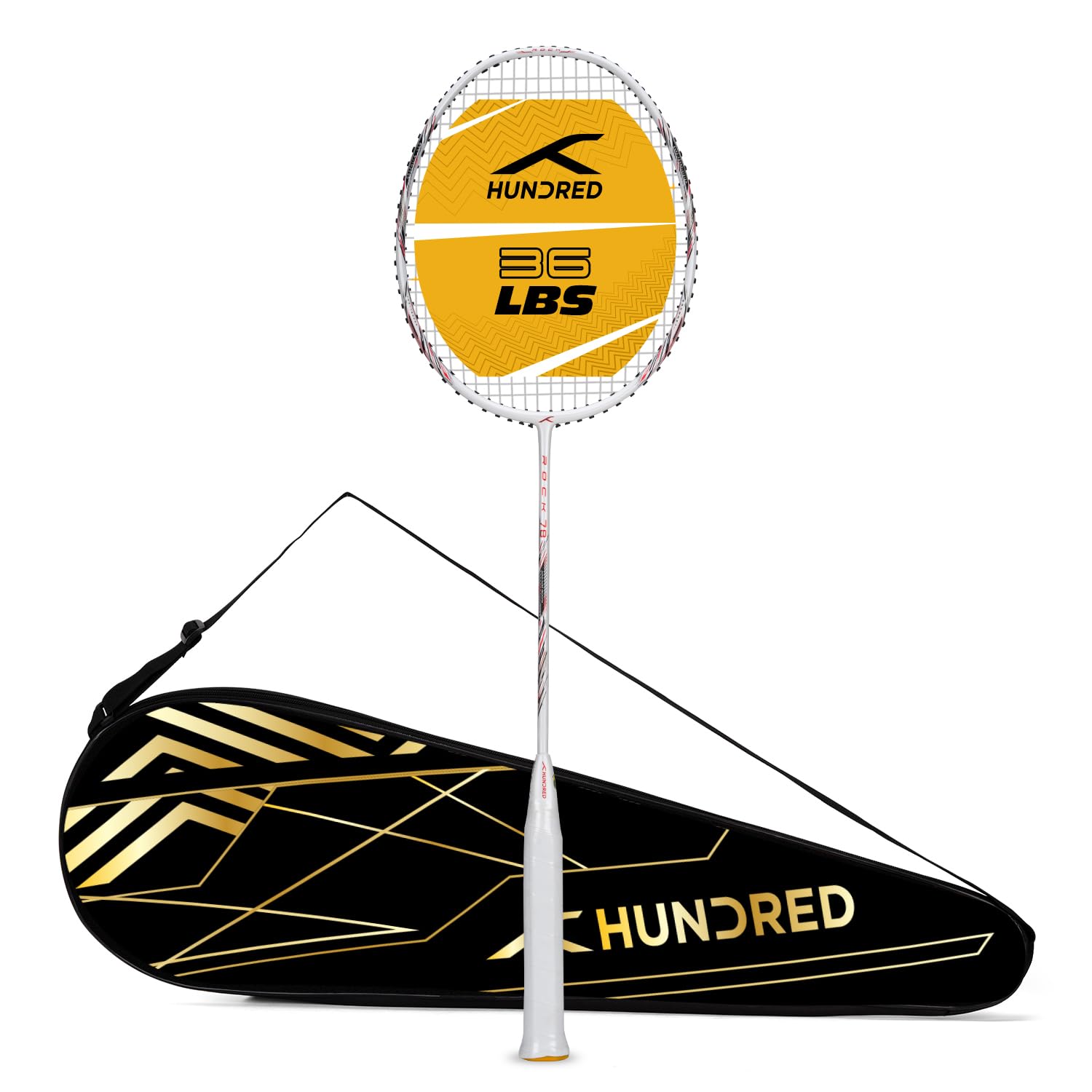 HUNDRED Rock 78 Super Strong 36 LBS Max Tension Badminton Racket with Full Racket Cover