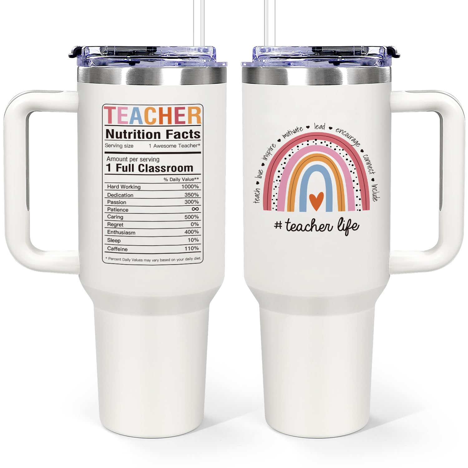 Teacher Appreciation Gifts, Teacher Gifts for Women, Best Teacher Gifts from Student - 40oz Teachers Tumbler with Handle, Teacher Coffee Mug Birthday Christmas End of Year Thank You Gift