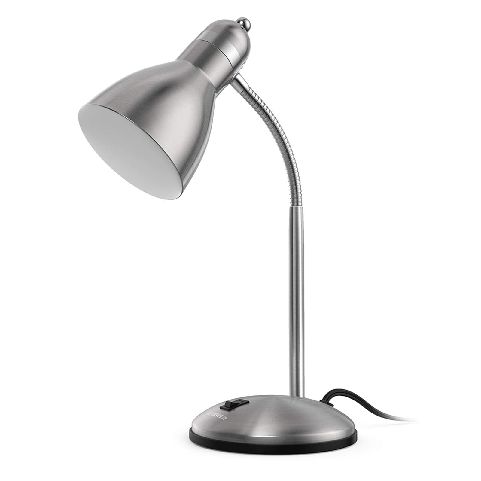 LEPOWERMetal Desk Lamp, Adjustable Goose Neck Table Lamp, Eye-Caring Study Desk Lamps for Bedroom, Study Room and Office (Silver)