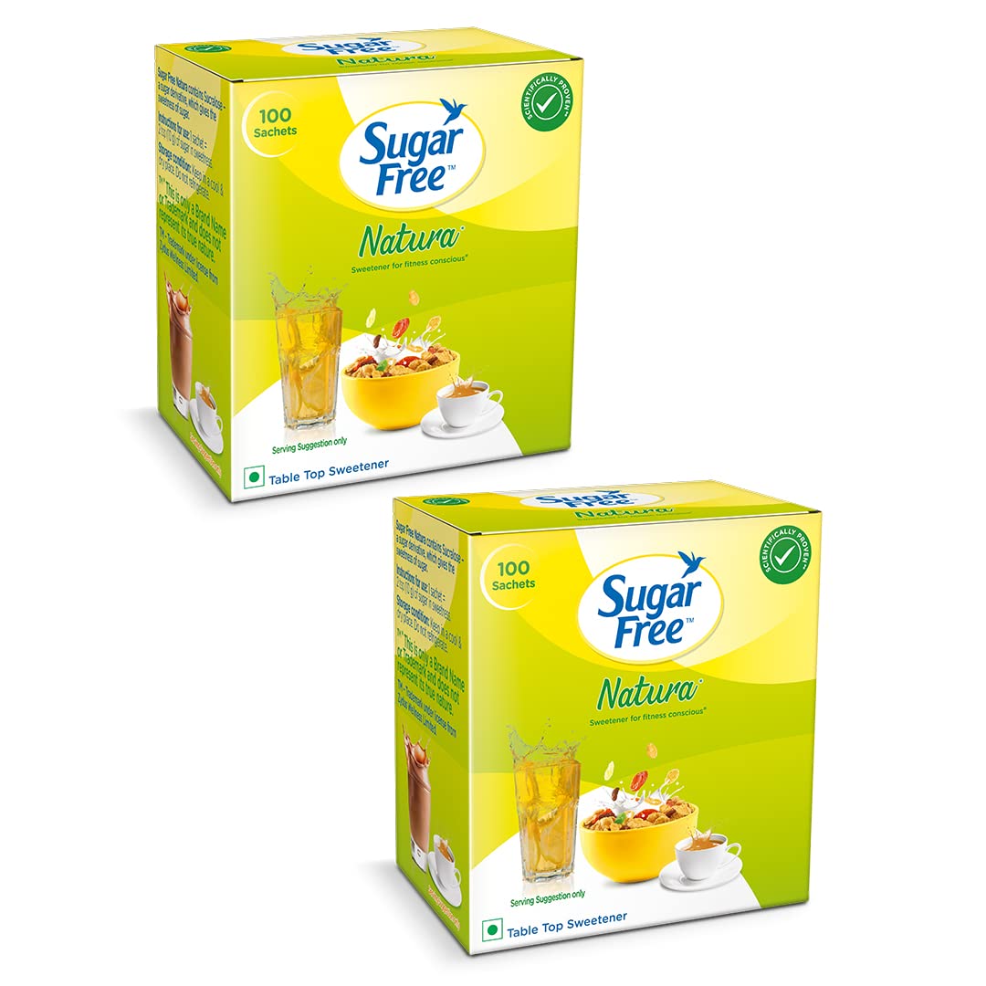 Sugar Free Natura, 100 Sachet (Pack of 2) |100% Safe| Scientifically Proven & Tested|Sweet like Sugar but with zero calories|