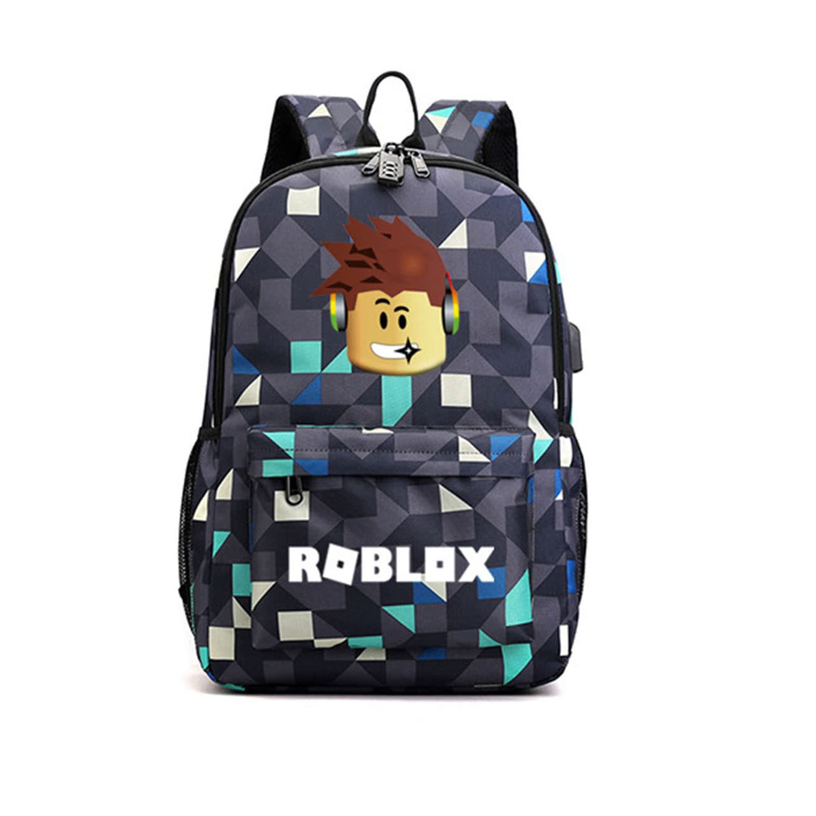 YIiNOo Game Roblox Anti-Theft Laptop Backpack Large Business Backpack with USB Charging Port Pencil Case School Bag (Including Coded Lock and USB Cables), Lingge Blue