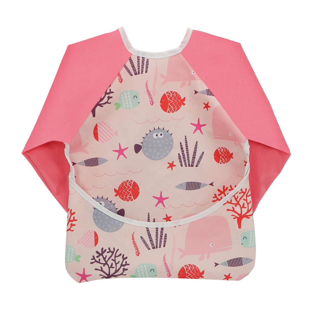 Hi Sprout Toddler Baby Waterproof Sleeved Bib, Bib with Sleeves&Pocket, 6-24 Months