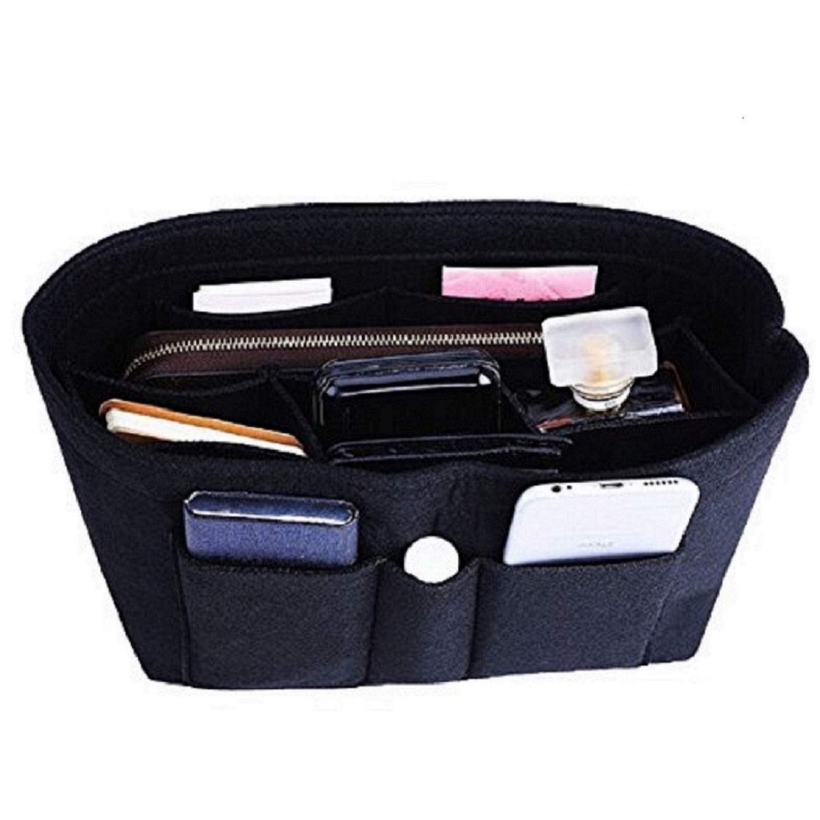 ZTUJO Purse Organizer Insert, Felt Bag Organizer For Handbag Purse Organizer, 13 Colors, 6 Size (Slender Medium, Black)