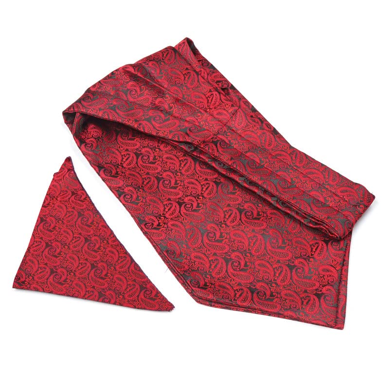 AxlonMen's Ascot Micro Jacquard Woven Gift Cravat Tie and Pocket Square Set (ASCPN)