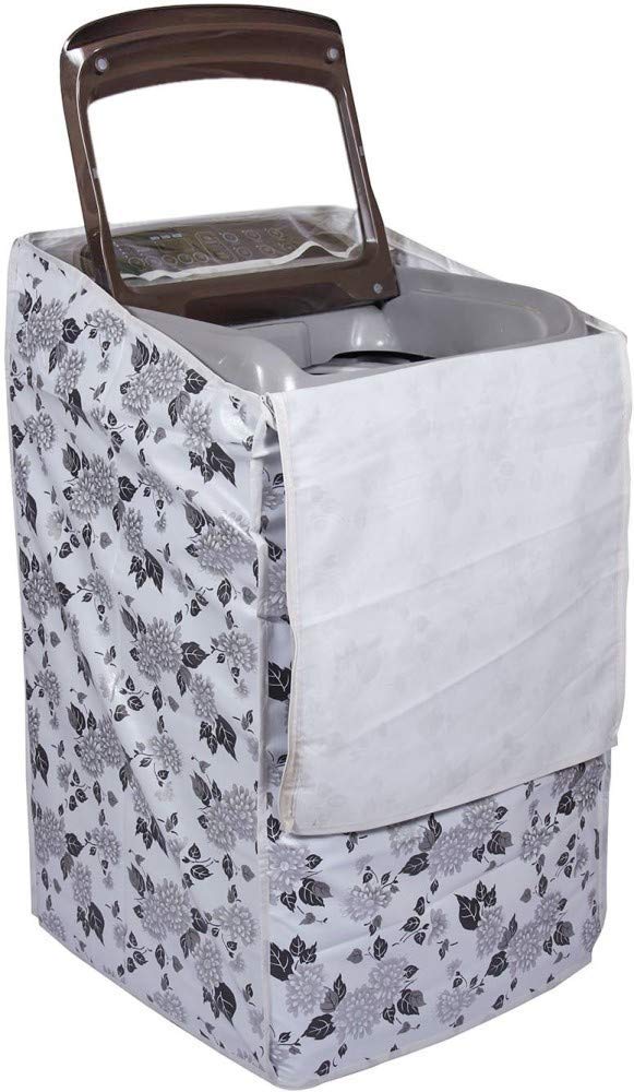 DALUCI Top Load Washing Machine Cover Suitable for Samsung Back Panel 6.2 Kg, 6.5 Kg, 7.0 Kg, 7.2 Kg, 7.5 Kg (Half White & Grey, 55Cms x 55Cms x 92Cms)