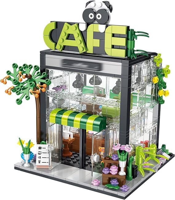 SKY LINE OCEAN Coffee Shop Building Block Set for Kids with LED Lights House Kit Gift on Birthday, Children's Day, or Special Occasion for Boys and Girls 6 Months Structural Warranty with 589+ Pcs