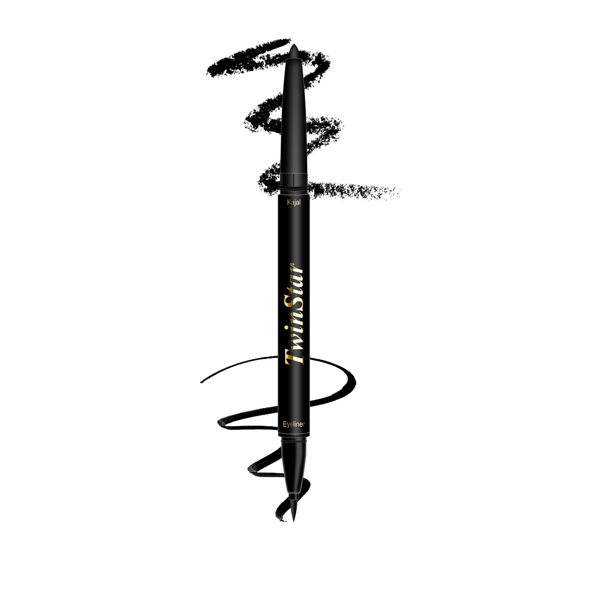 Beauty Berry Twin Star Retractable 2 in 1 Kajal Pencil & Eyeliner – Black – 1.4g | Matte Finish, Waterproof & Smudge Proof Kajal & Eyeliner Pencil | Quick Drying Formula, Long Lasting, 12 Hours Stay