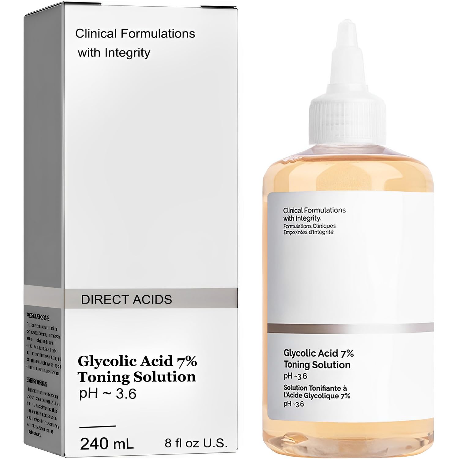 Ordinary Glycolic Acid Toner, Glycolic Acid 7% Toning Resurfacing Solution Wrinkle Exfoliating Serum (8.12 fl.oz)